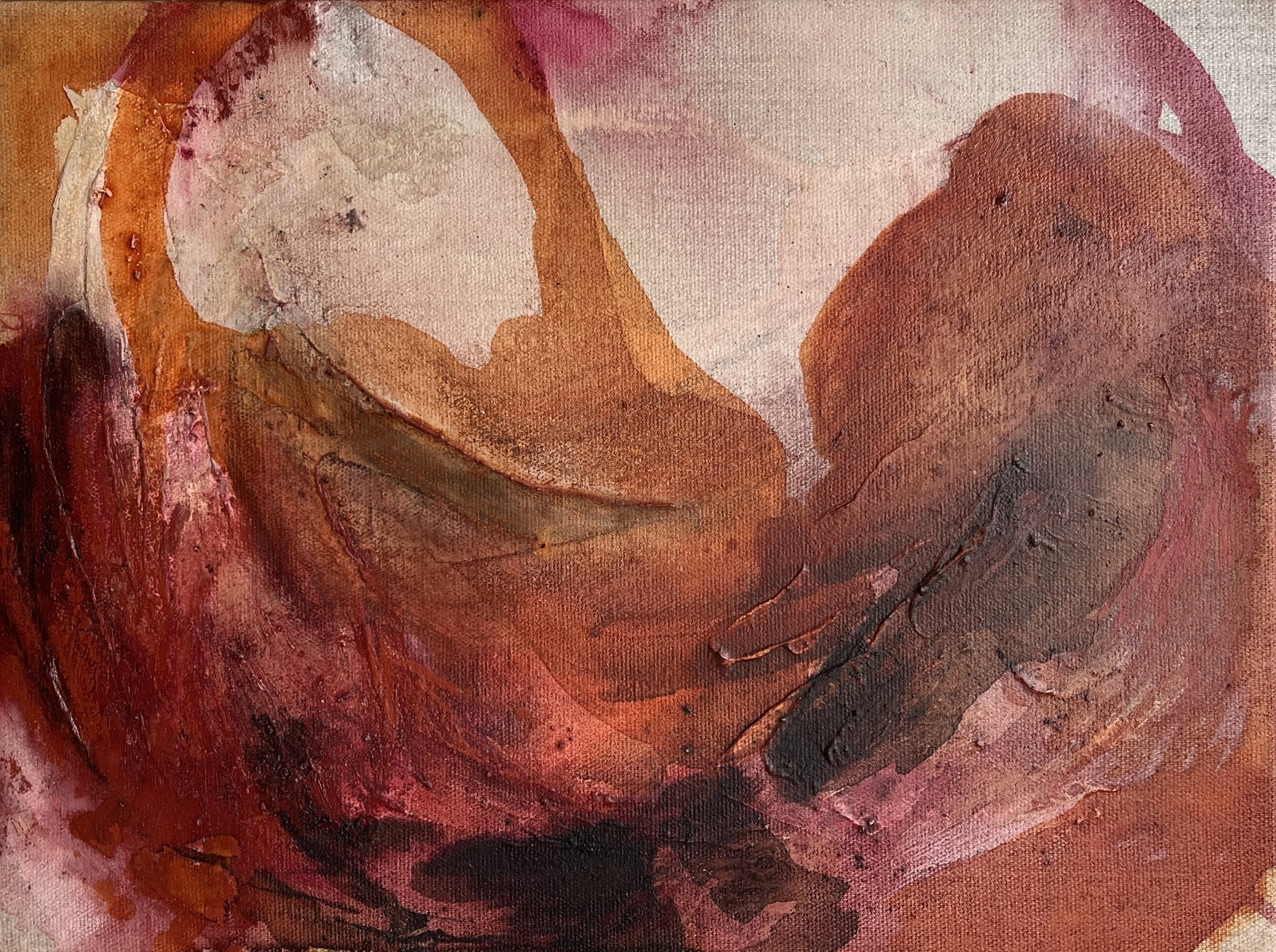 Hereafter, mixed media on linen canvas, 2025, available framed 33x43.2cm