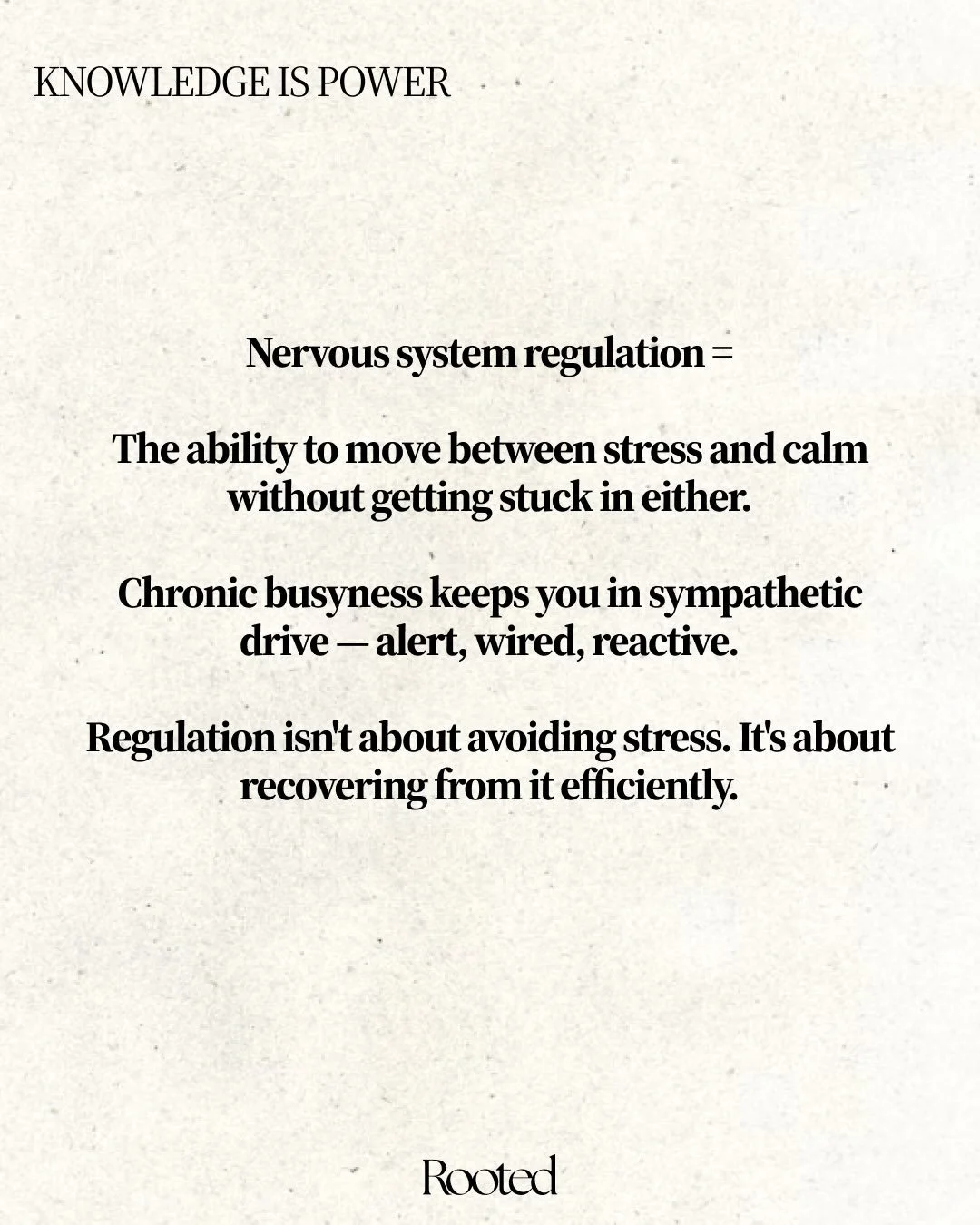 Nervous System Regulation = the ability to move between stress and calm without getting stuck in either 

#thefoundations #sleep #stress