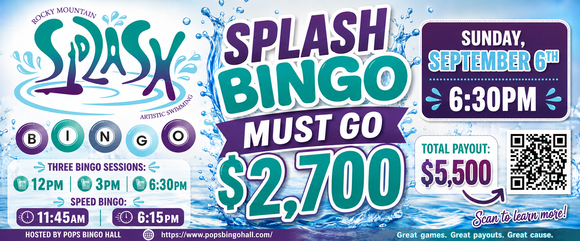 SPLASH and Pop's Bingo Hall Labor Day Event! Come Join Us for Must Gos and all the fun September 6th, 2026 all day long!