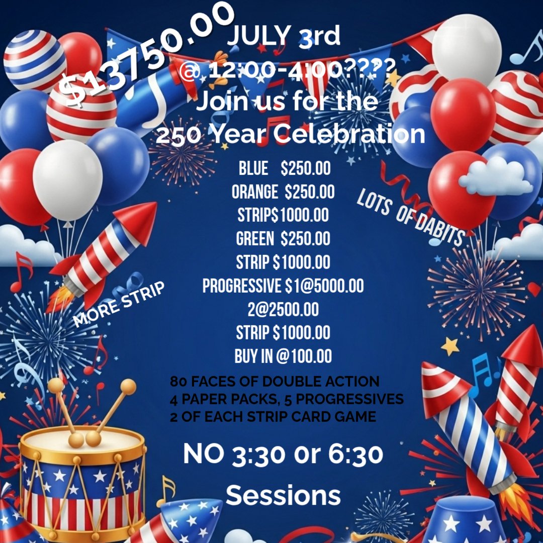 Pops Bingo Hall July 3rd Bingo Bash