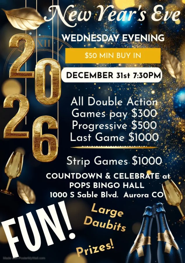 Pops Bingo Hall New Years Eve Event!