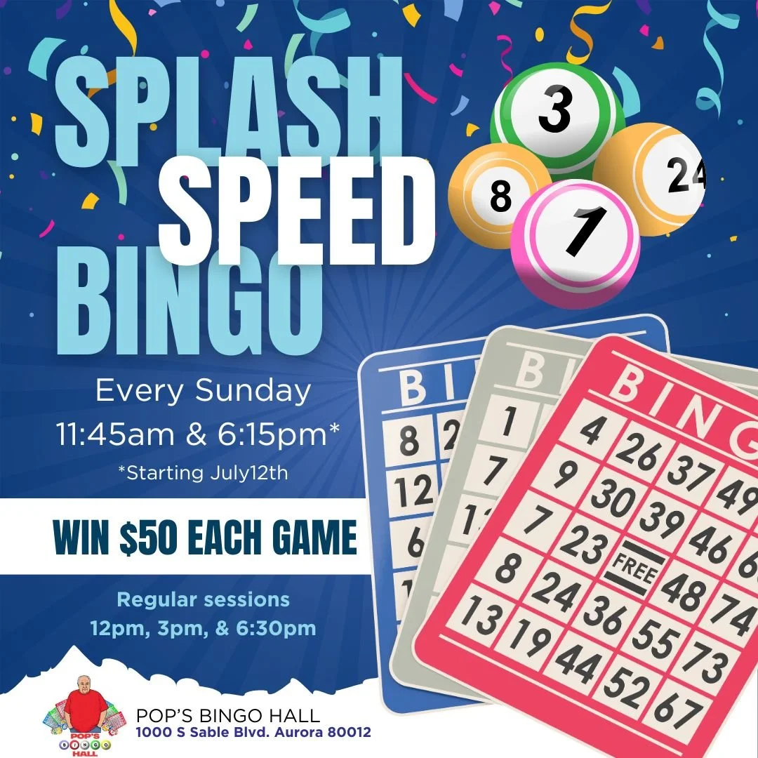 SPLASH Speed Bingo Every Sunday 11:45 AM and 6:15 PM