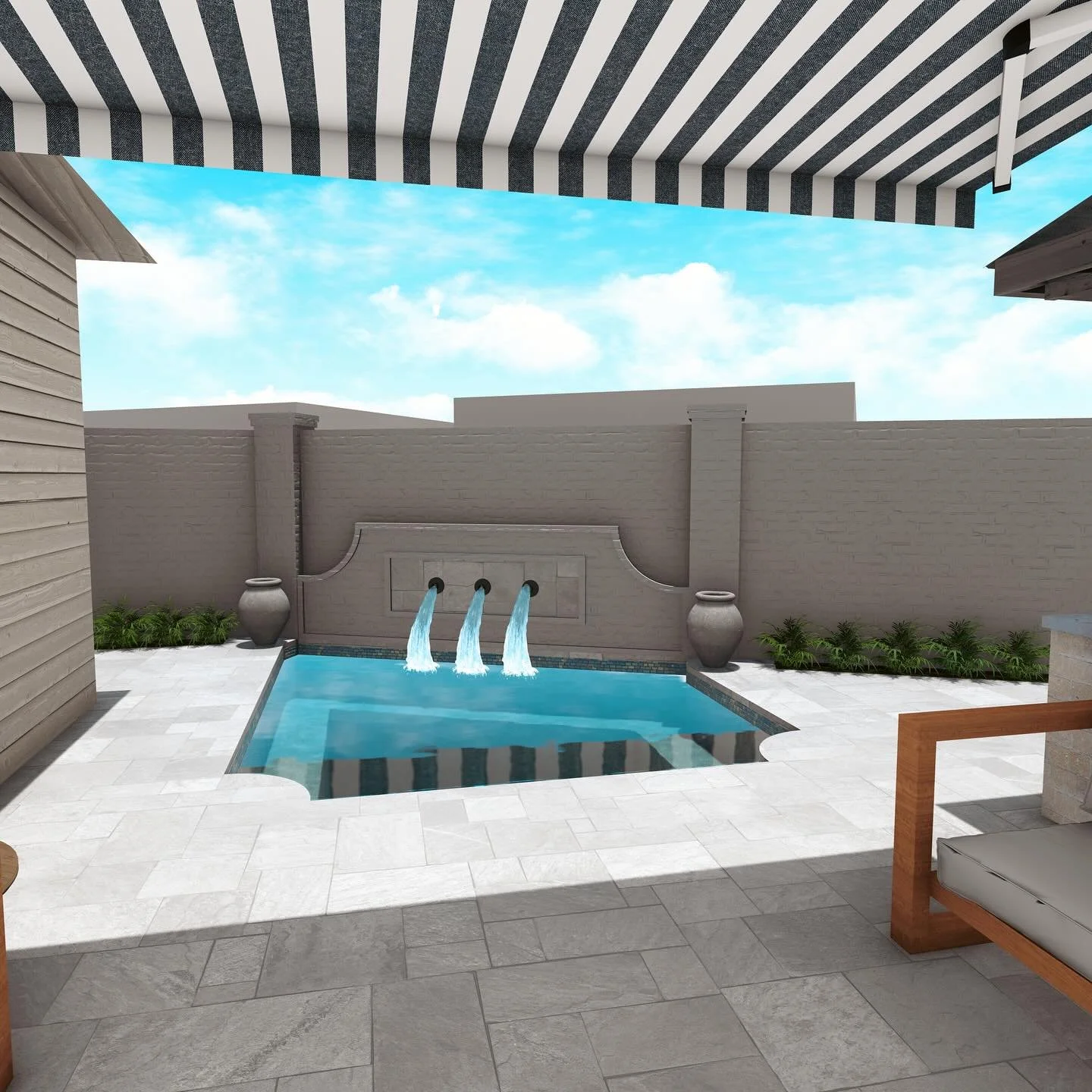 Designing pools to fit in small spaces is always a bit tricky. We like how this design is taking shape. Inspired by our client&rsquo;s vision of simplistic outdoor living, we are taking motifs from 30A and adapting them to the existing home&rsquo;s c