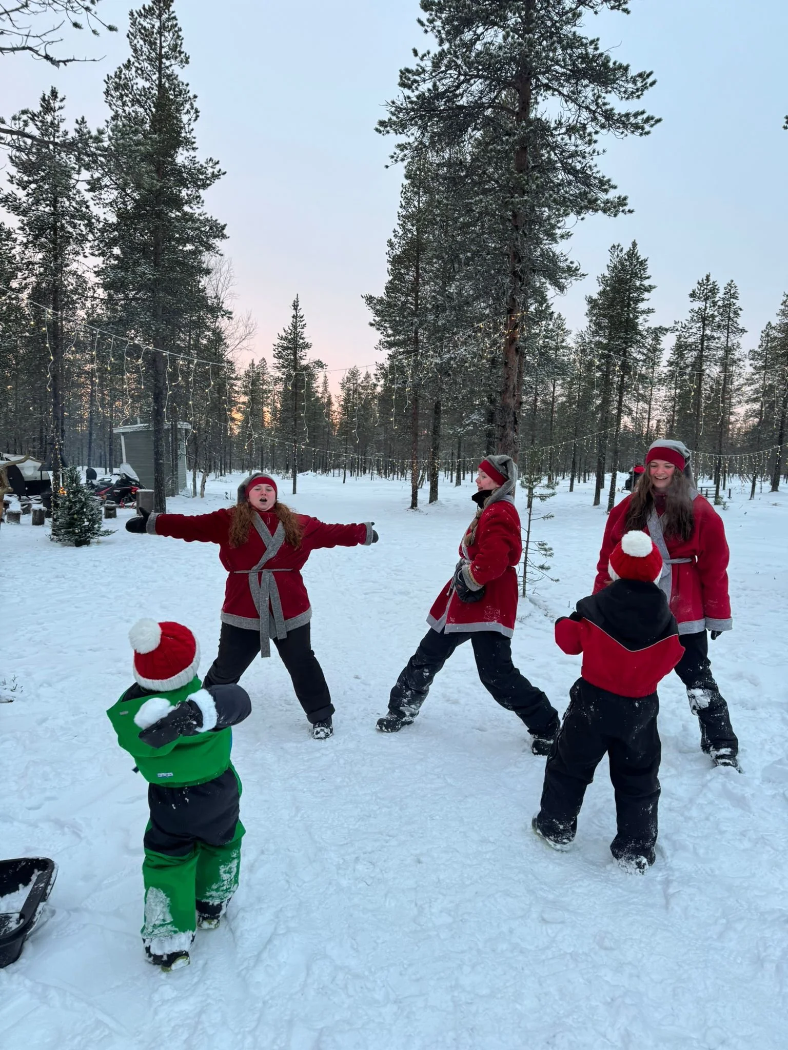 Playing with elves, searching for santa, Northern Lights Village, Saariselka