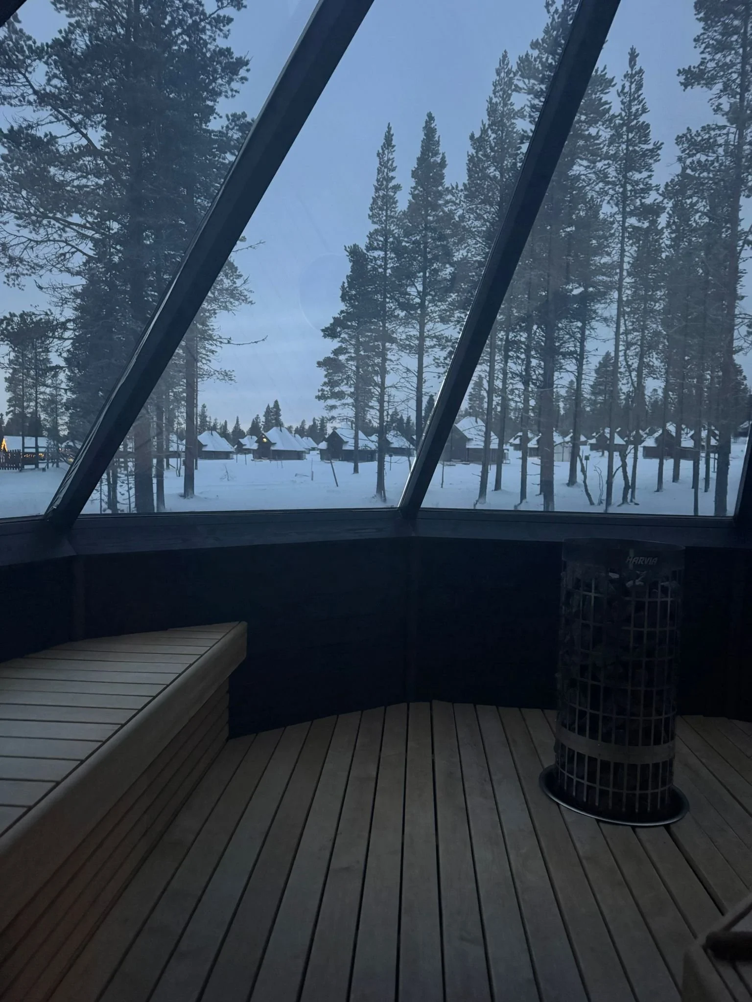 Glass roof sauna, Lapland trip with kids