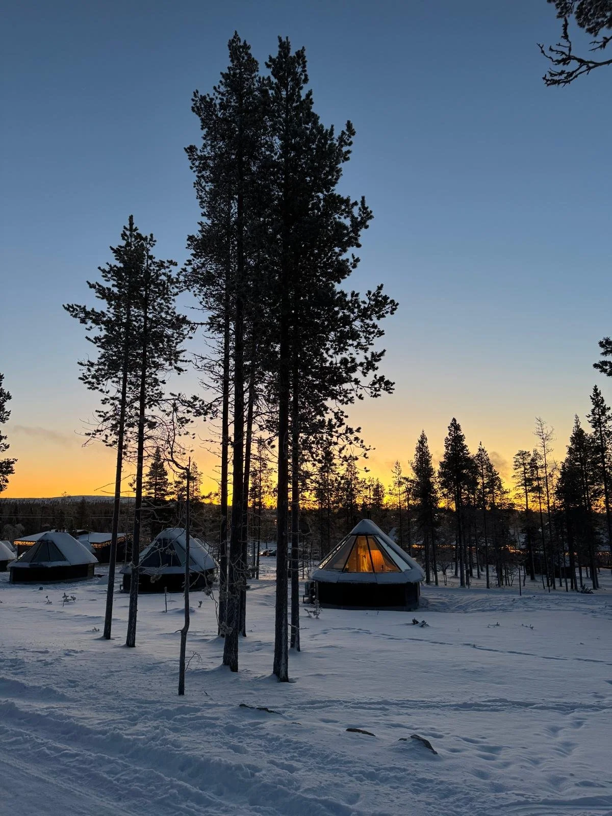 Sunset sky over aurora cabin, Northern Lights Village, saariselka