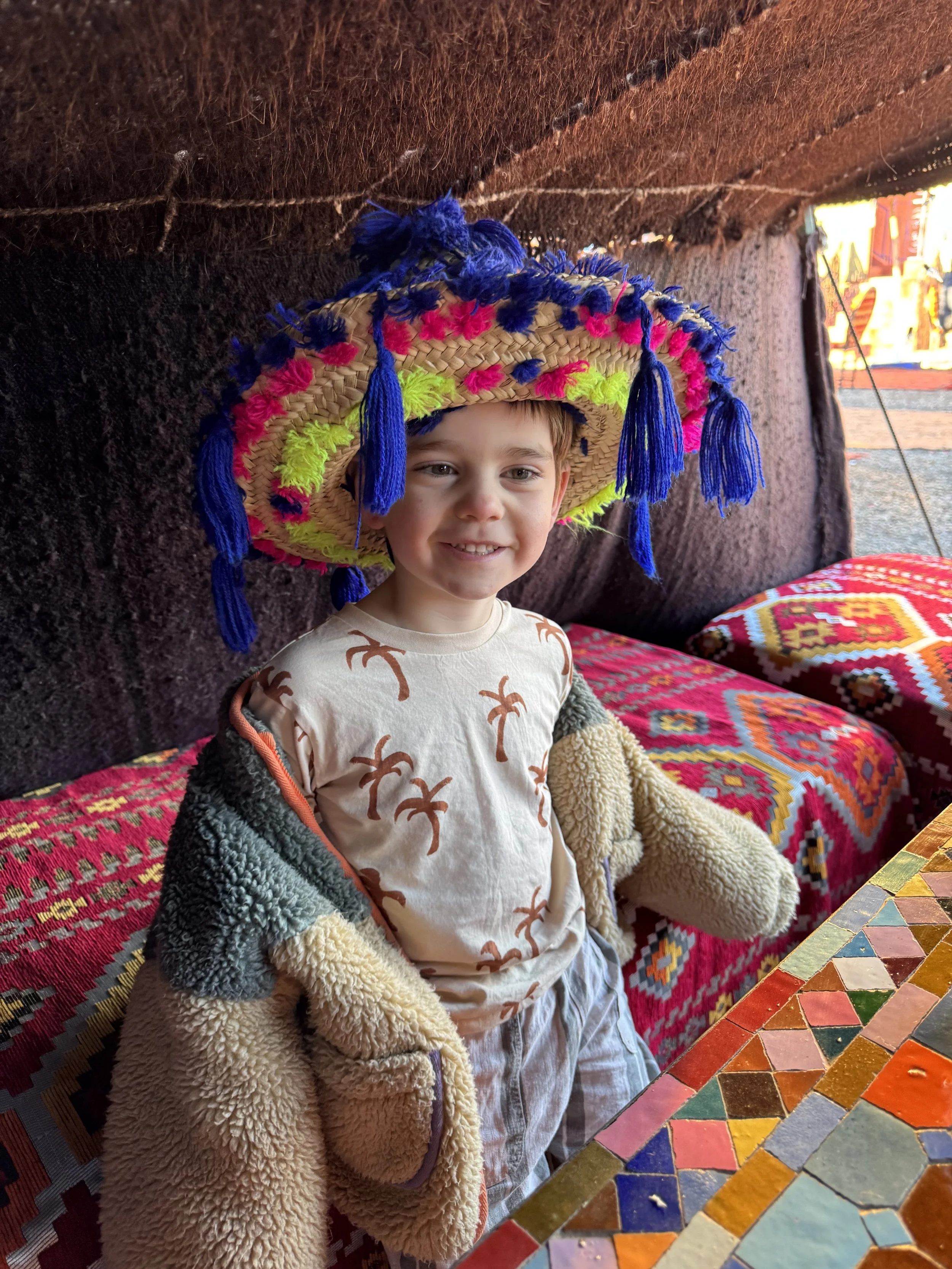 Moroccan Hat in a Tent, Marrakech with kids