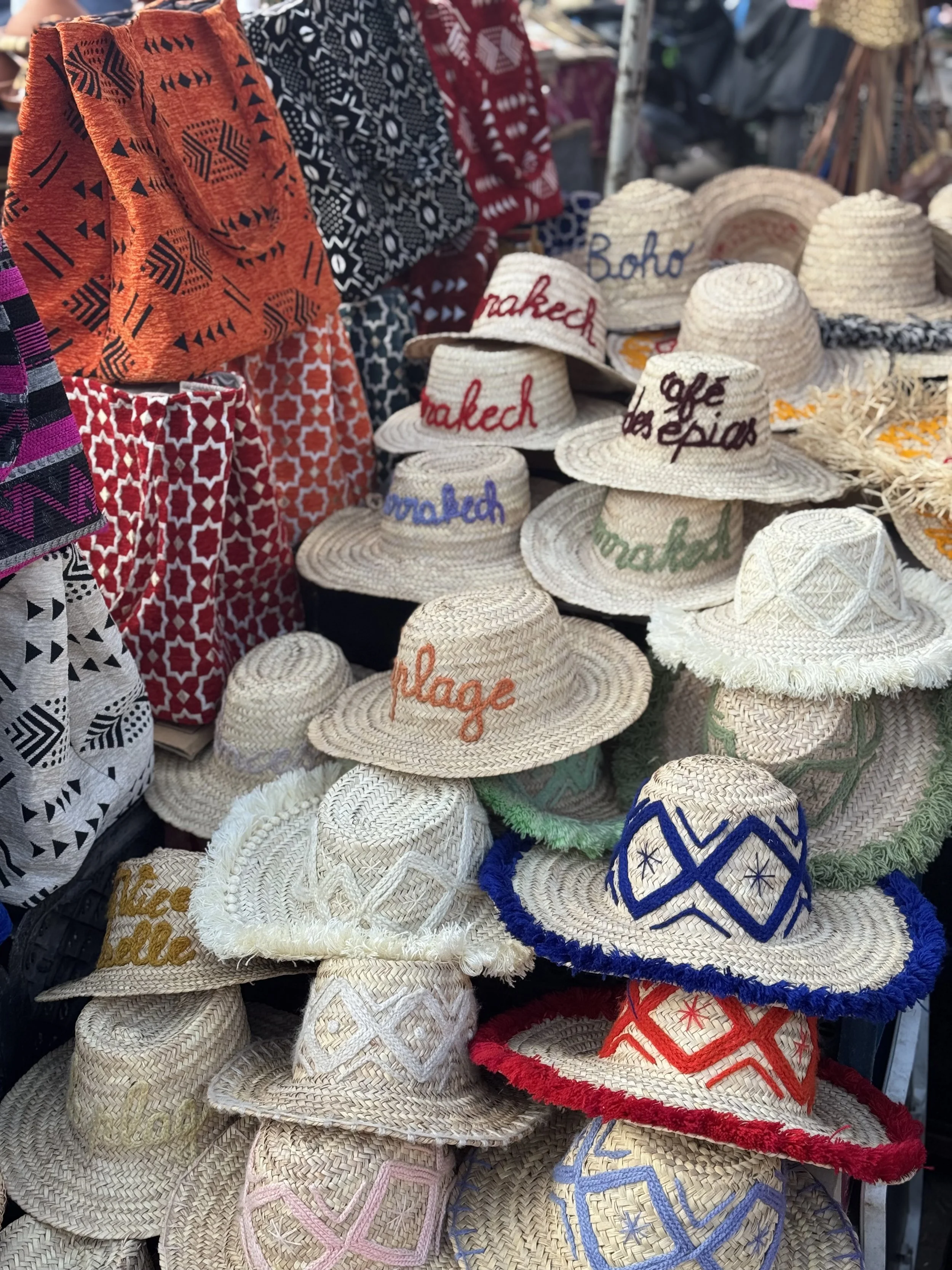 Personalised hats, Shopping with kids at the Souks in Marrakech, Marrakech with Kids