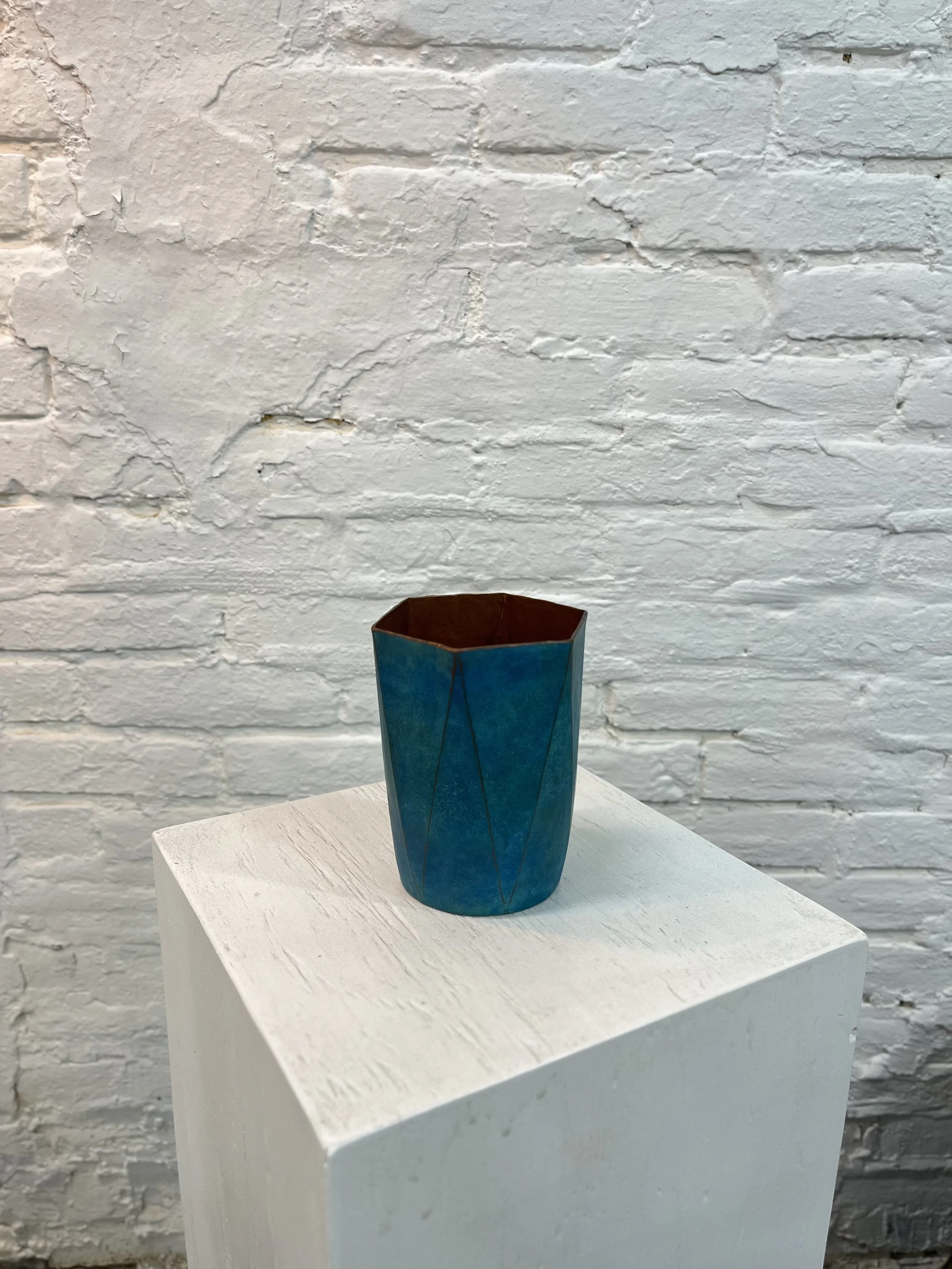 Hex Teal Gem Vase