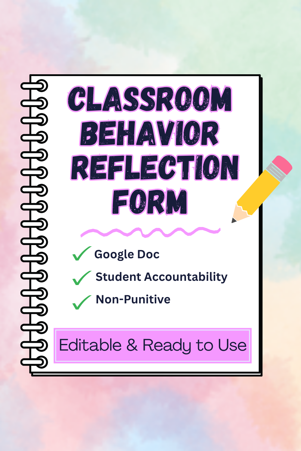 Classroom Behavior Reflection Form