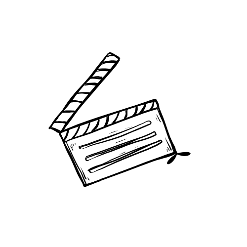 Illustration of a film clapperboard with sound notes
