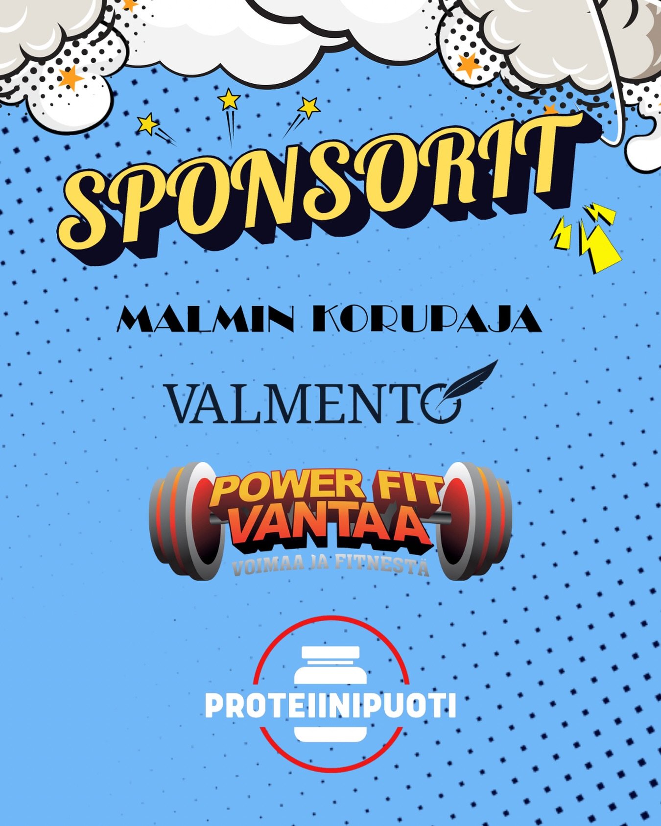 Kaupallinen yhteisty&ouml; @malminkorupaja @valmentooy @powerfitvantaa @proteiinipuoti kanssa 💪🏼

💥ONE WEEK OUT💥Aika julkistaa Helsingin aluemestiksi&auml; t&auml;n&auml; vuonna tukeneet tahot!

@malminkorupaja on suomalainen perheyritys, joka ta