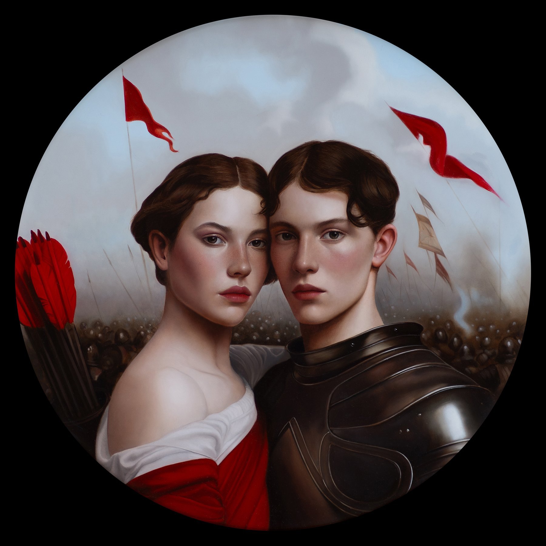  Love's Bright Armour  
Oil on Aluminium panel  
21 inch diameter   
 ●   Sold    
 Enquire about this piece → 