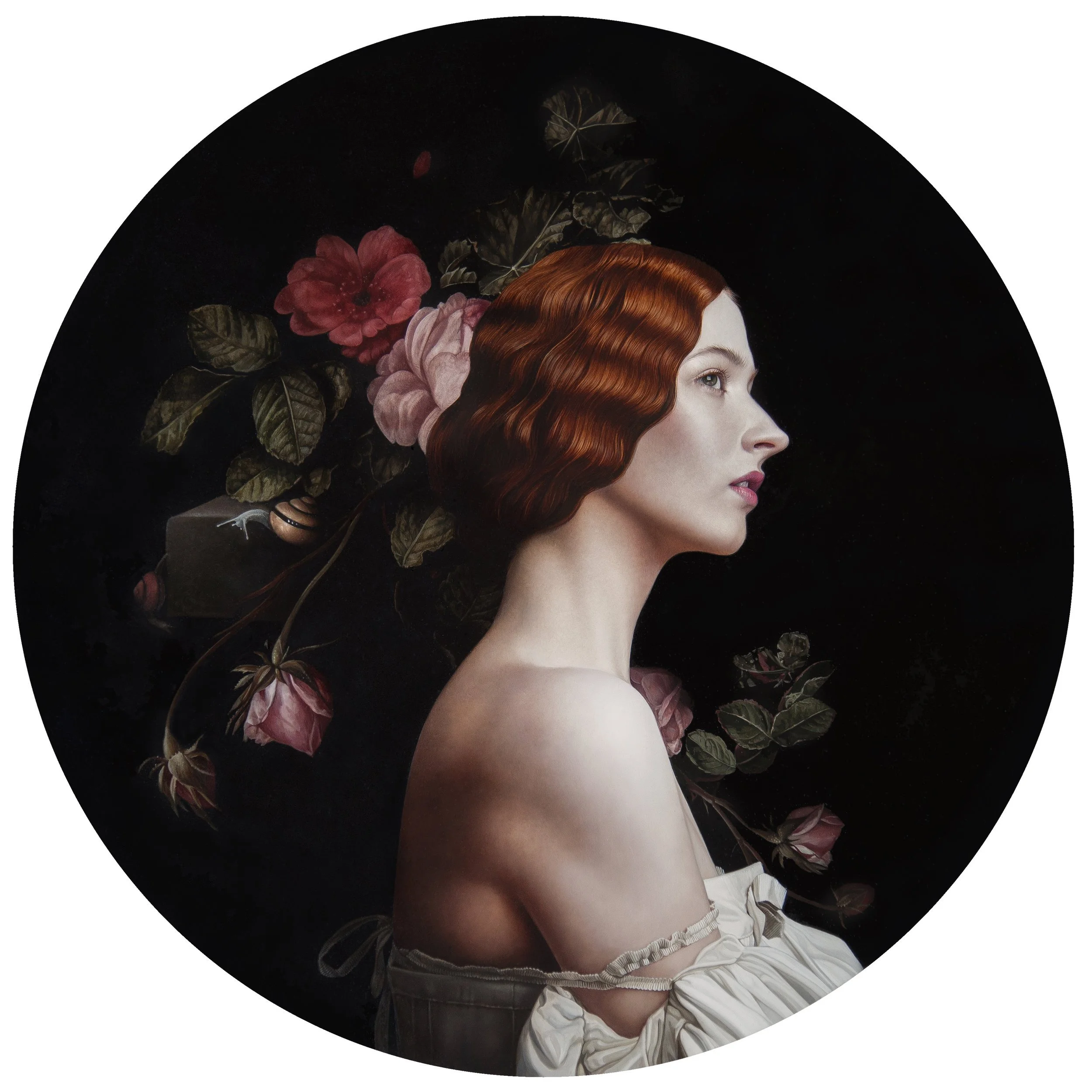  Floralia  
Oil on Aluminium panel  
20 inch diameter   
 ●   Sold    
 Purchase Limited Edition Print → 