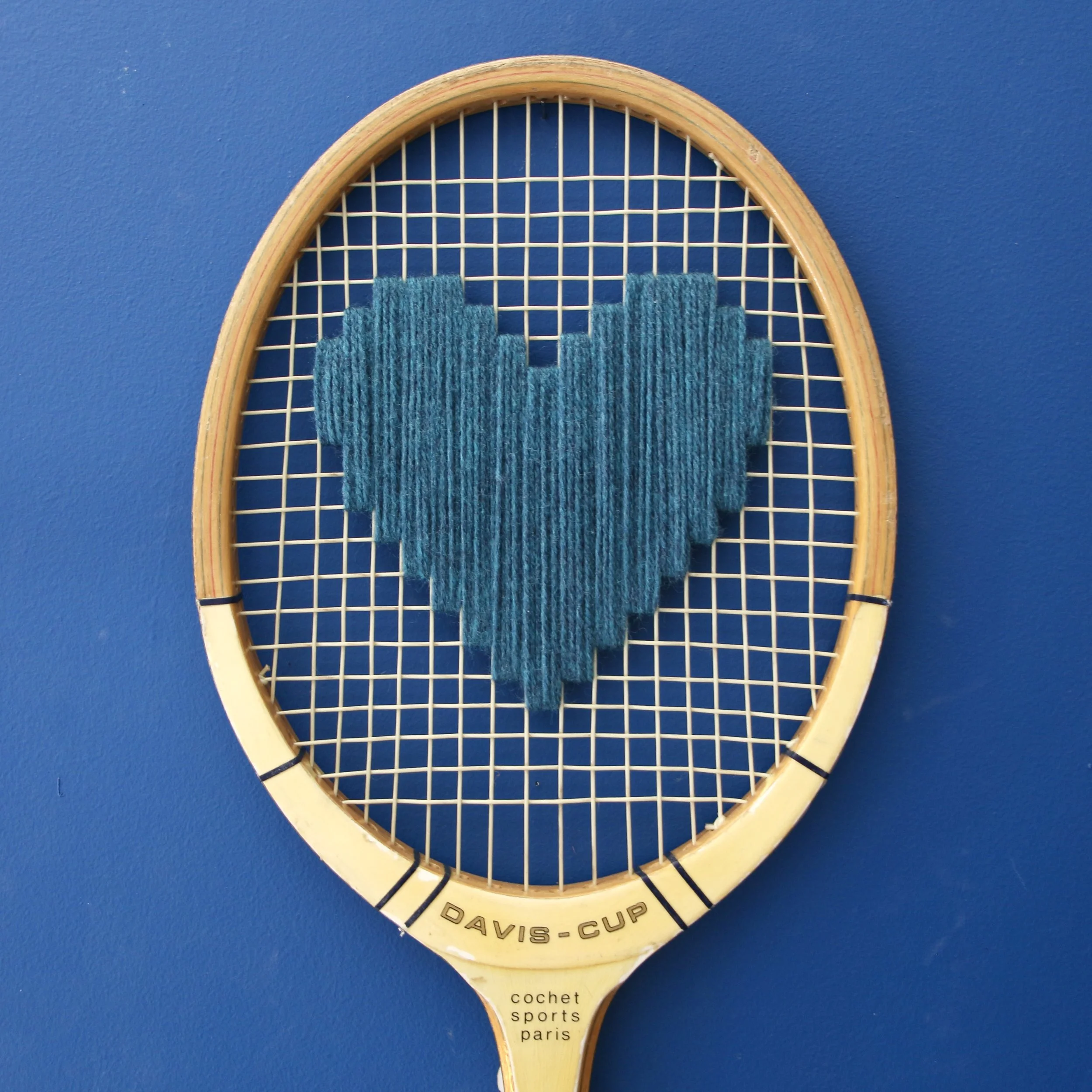 Raquette Send Love Davis Cup Coeur Bleu Gris