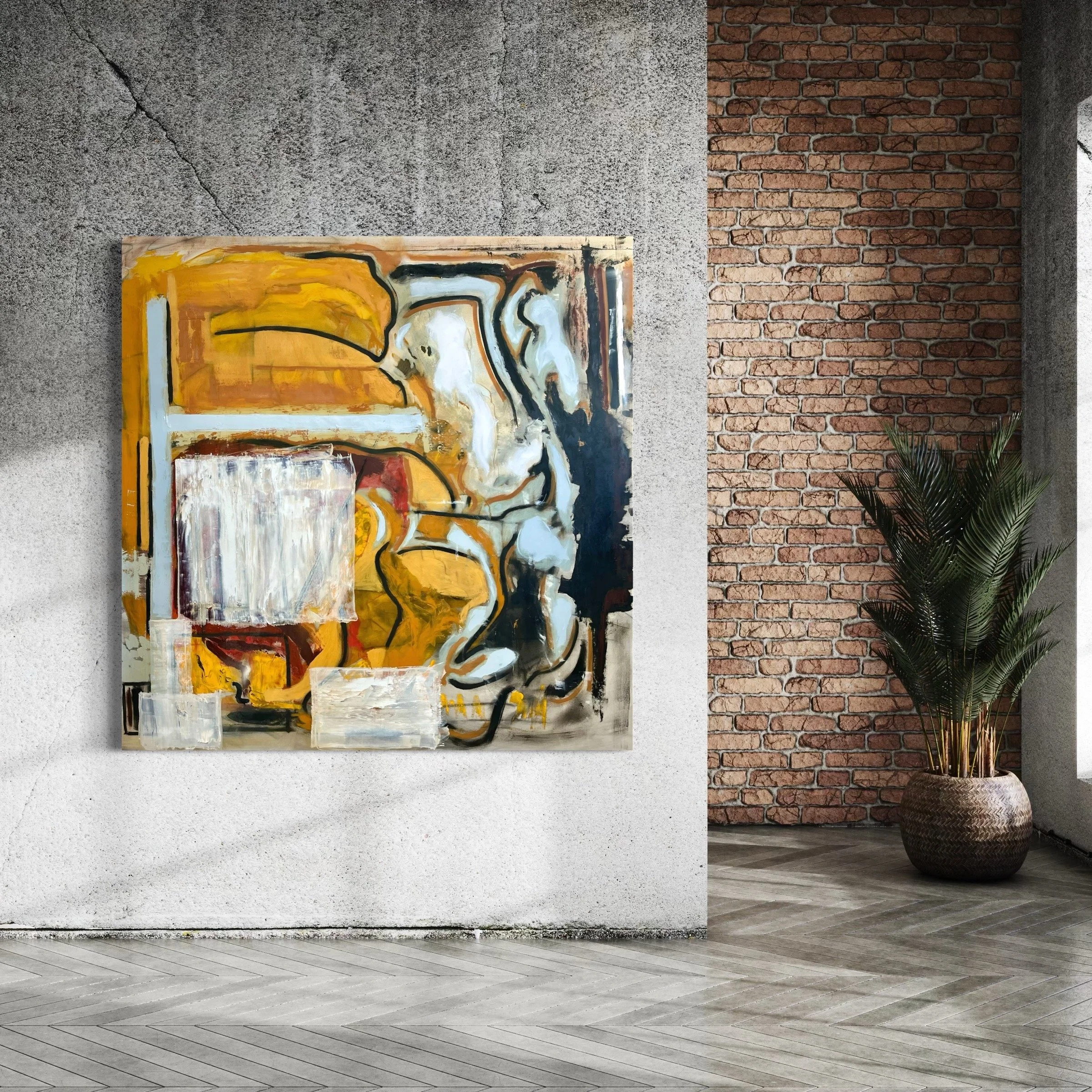 No Plastic Expression, 2026, oil and graphite on canvas, 54 X 54 in.