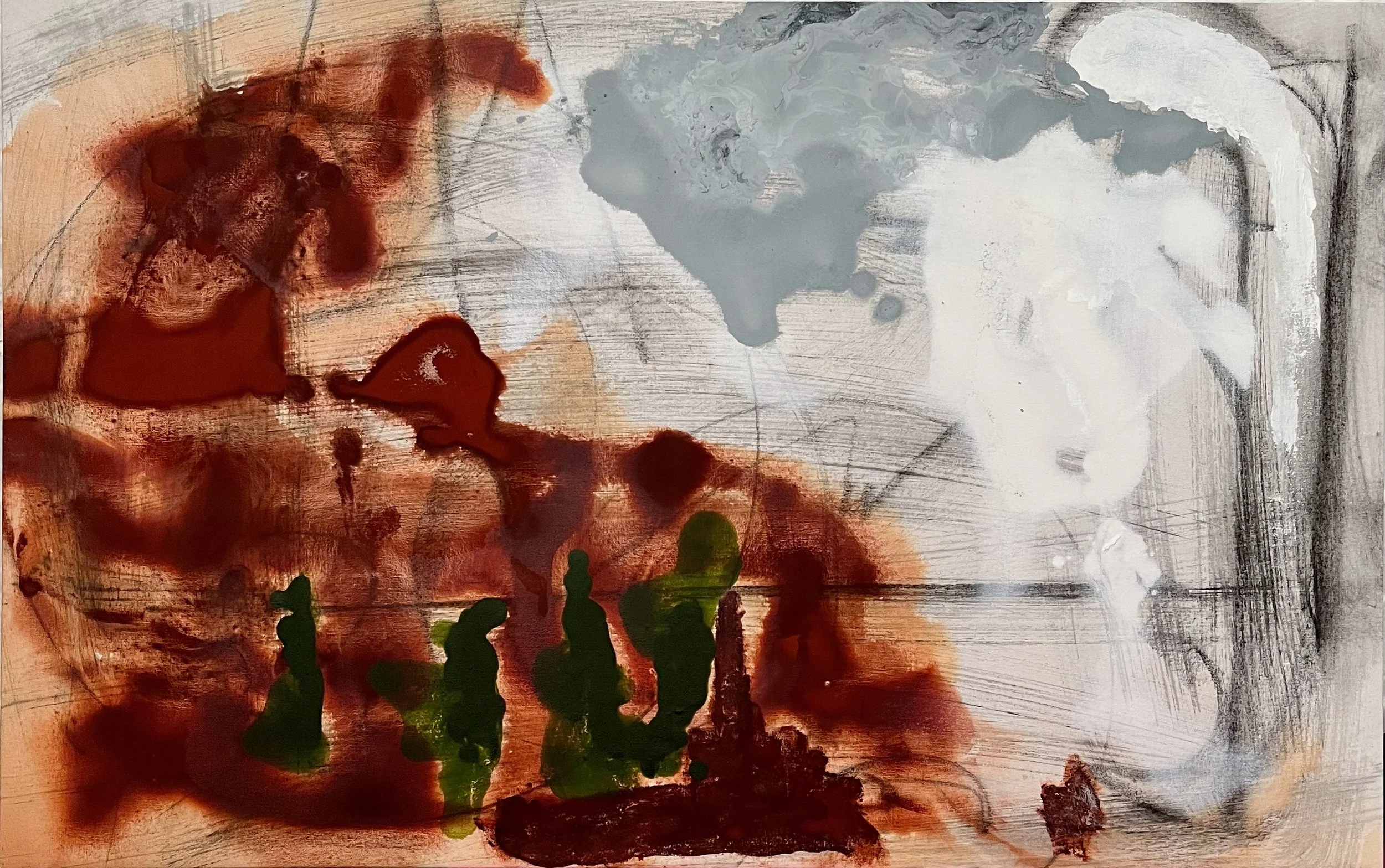 The Movie Only You Can See, 2025-26, oil and graphite on canvas, 19 X 30 in.