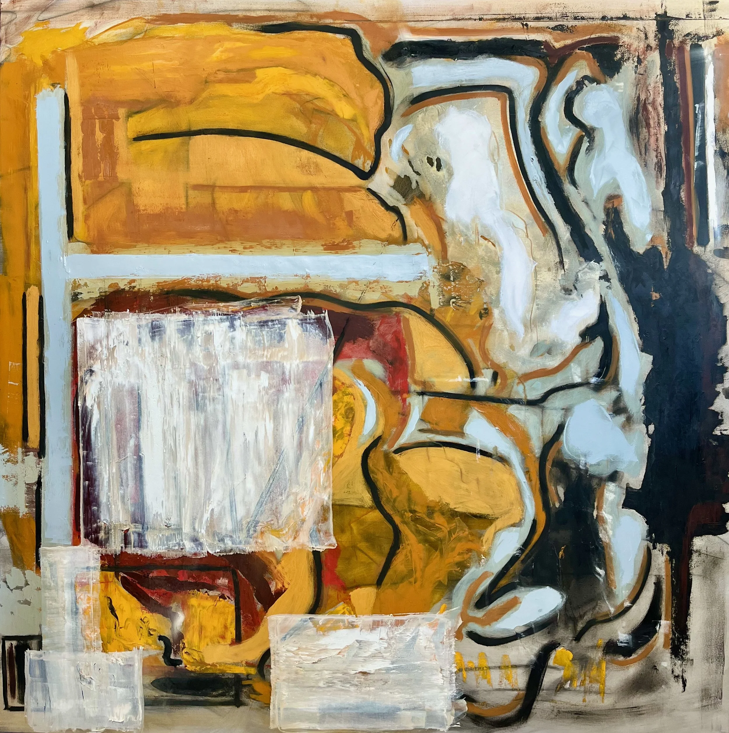 No Plastic Expression, 2026, oil and graphite on canvas, 54 X 54 in.