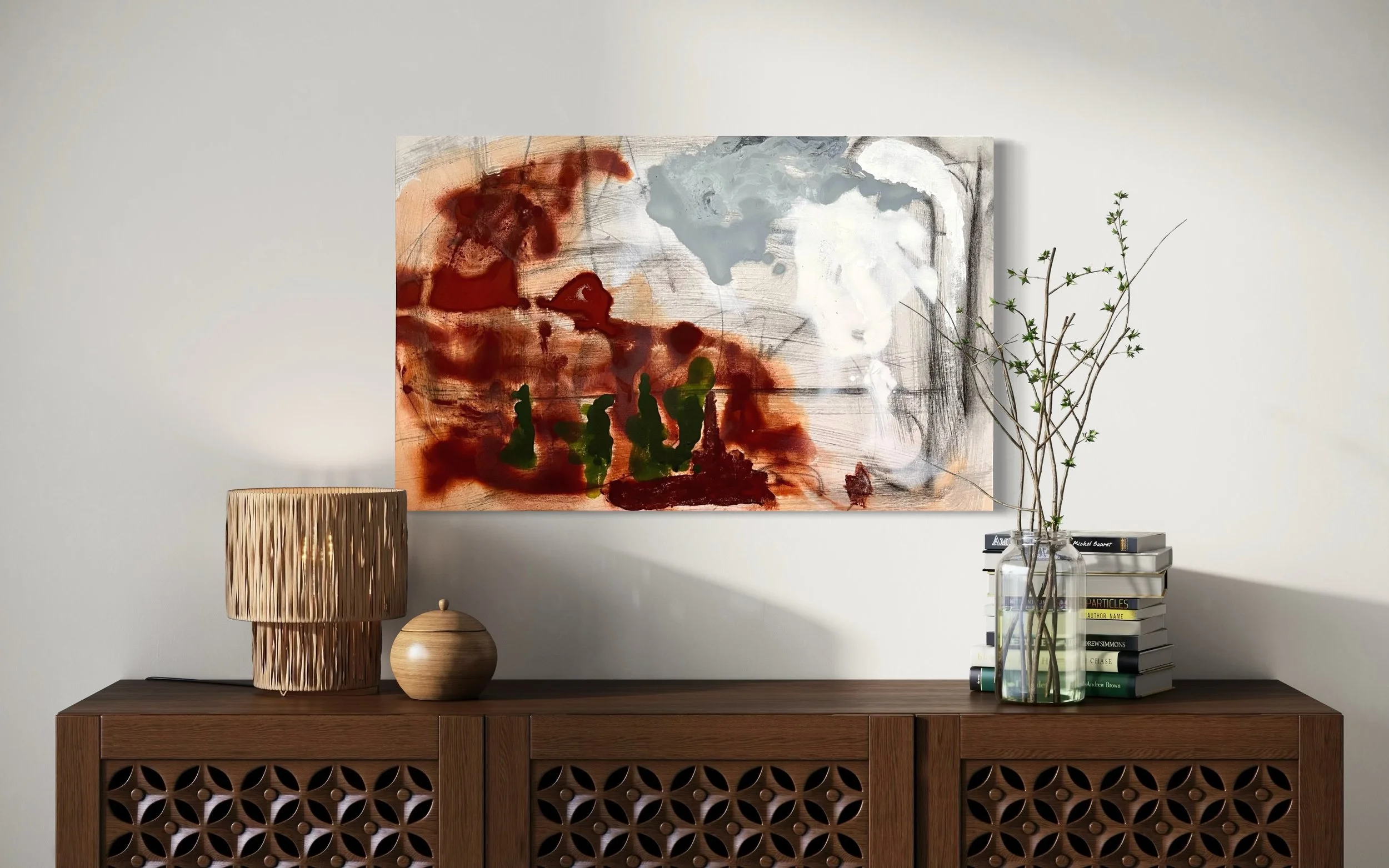 The Movie Only You Can See, 2025-26, oil and graphite on canvas, 19 X 30 in.