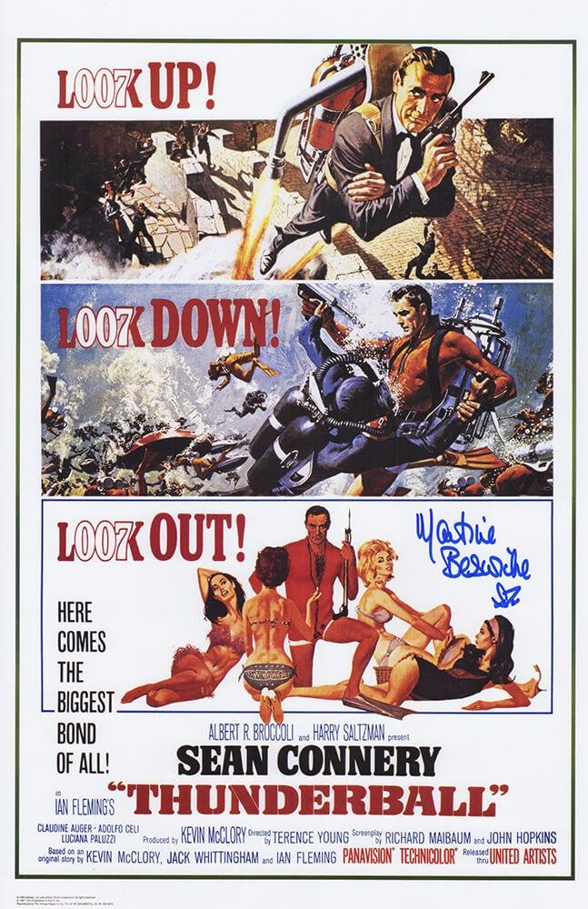 Martine Beswick Signed "Thunderball" 11x17 Movie Poster Photo (Schwartz)