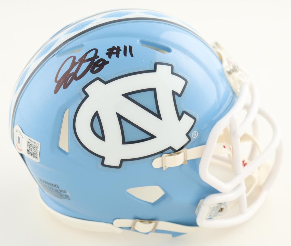 Josh Downs Signed North Carolina Tar Heels Speed Mini Helmet (Beckett) Beckett Witnessed