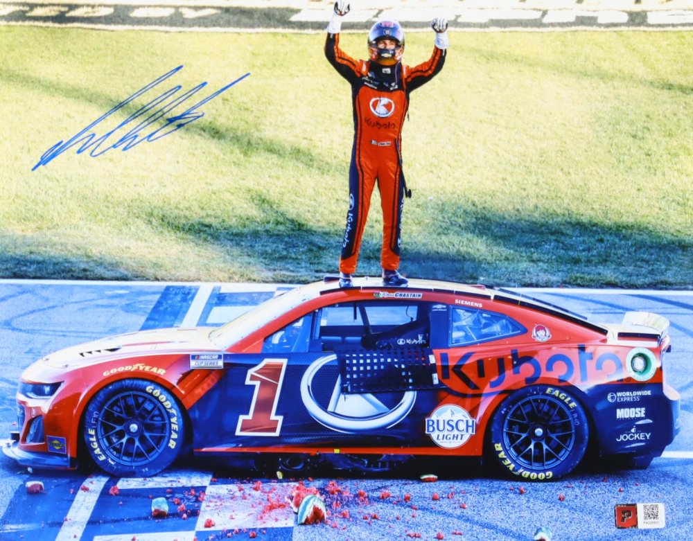 Ross Chastain Signed 2024 Kansas Win Celebration 11x14 Photo (PA)