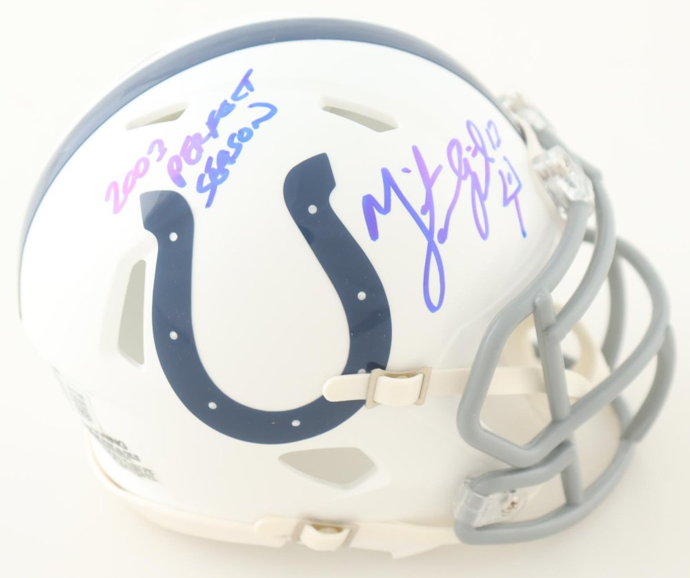 Mike Vanderjagt Signed Colts Speed Mini Helmet Inscribed "2003 Perfect Season" With Field Goal Sketch (Beckett) Indianapolis Colts