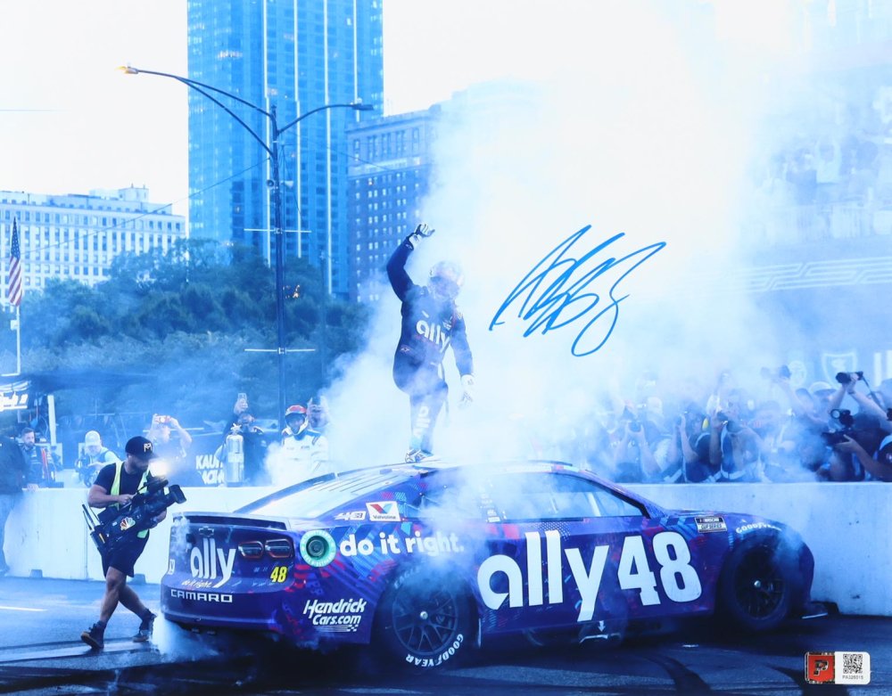 Alex Bowman Signed 2024 Chicago Street Race Win Celebration 11x14 Photo (PA)