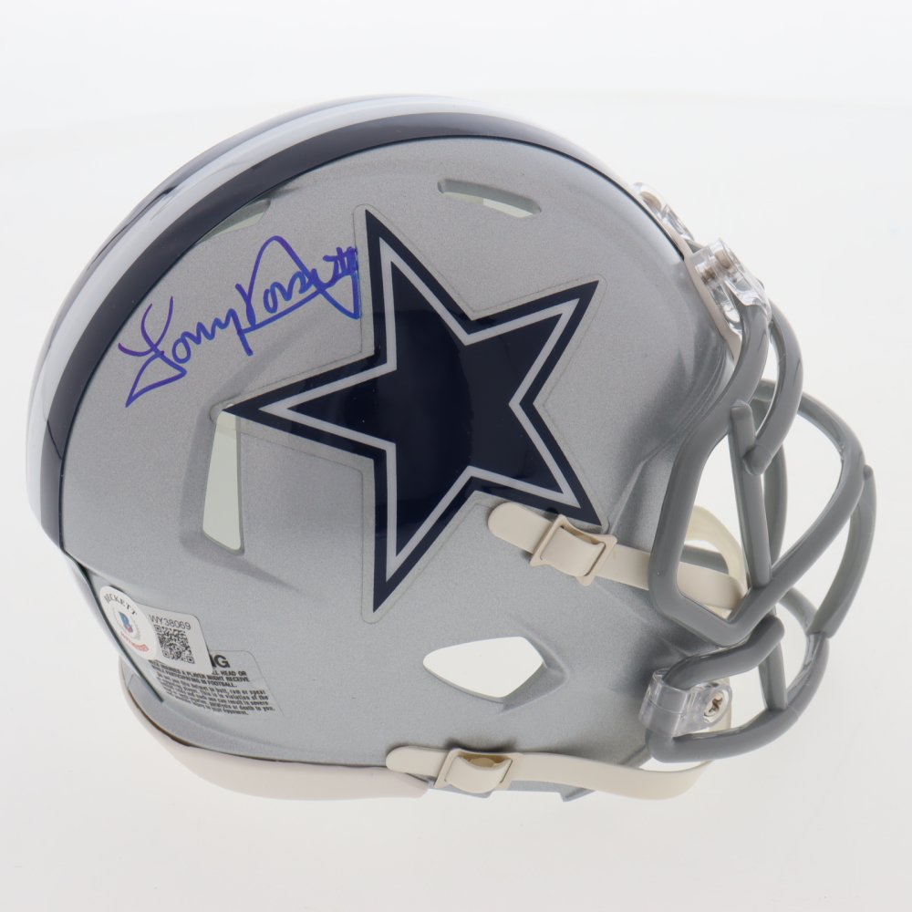Tony Dorsett Signed Cowboys Speed Mini Helmet (Beckett) Beckett Witnessed
