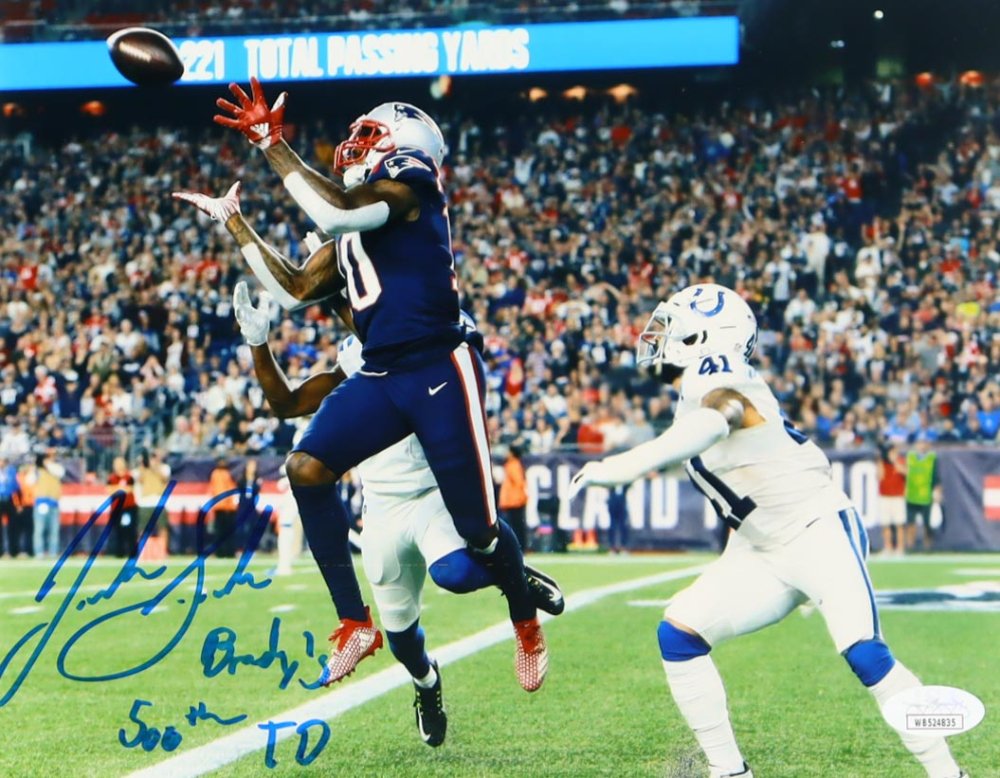 Josh Gordon Signed Patriots 8x10 Photo Inscribed "Brady's 500th TD" (JSA) JSA Witnessed