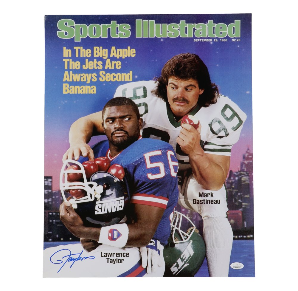 Lawrence Taylor Signed Giants 16x20 Magazine Cover Photo (JSA) JSA Witnessed