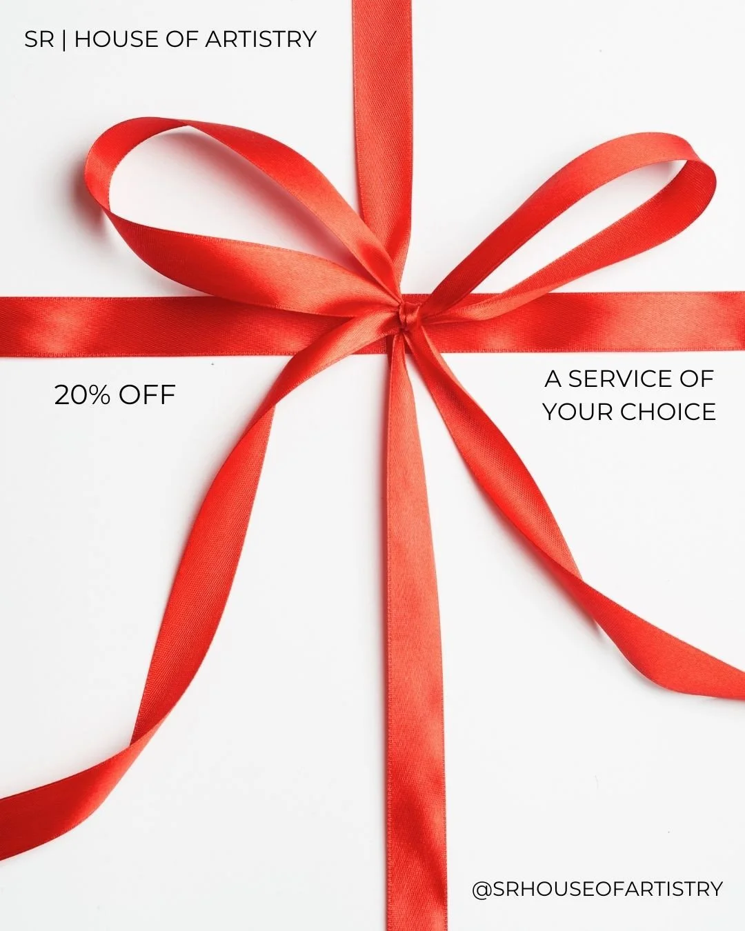 A small gift from the House.⁠
⁠
20% off a service of your choice, wrapped with care and offered for a limited time. because the right support makes all the difference.⁠
⁠
DM us to choose yours.⁠
⁠
#HouseOfArtistry⁠
#CreativeStudio⁠
#SeasonalOffering⁠