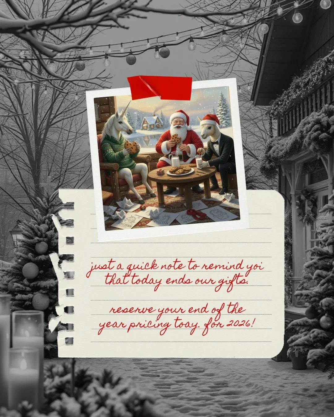 The House gathered once more before the fire, notes spread across the table and plans already drifting toward the year ahead. Some gifts are meant to be opened slowly.⁠
⁠
Today marks the final day to reserve end-of-year pricing for 2026.⁠
Send us a D