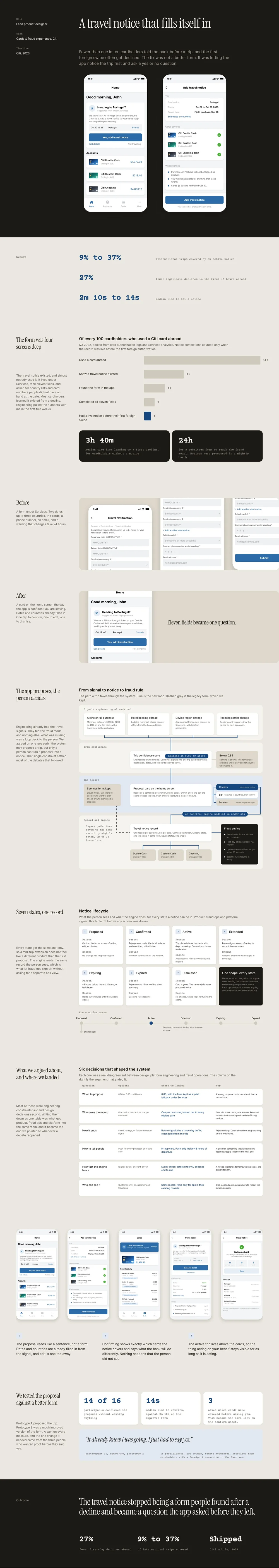Travel notice case study for Citi, 2023