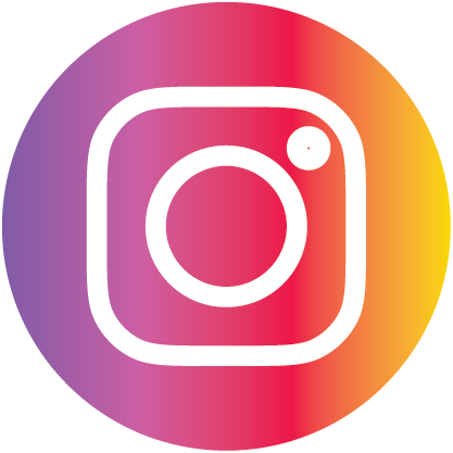 Instagram logo with a rainbow gradient background.