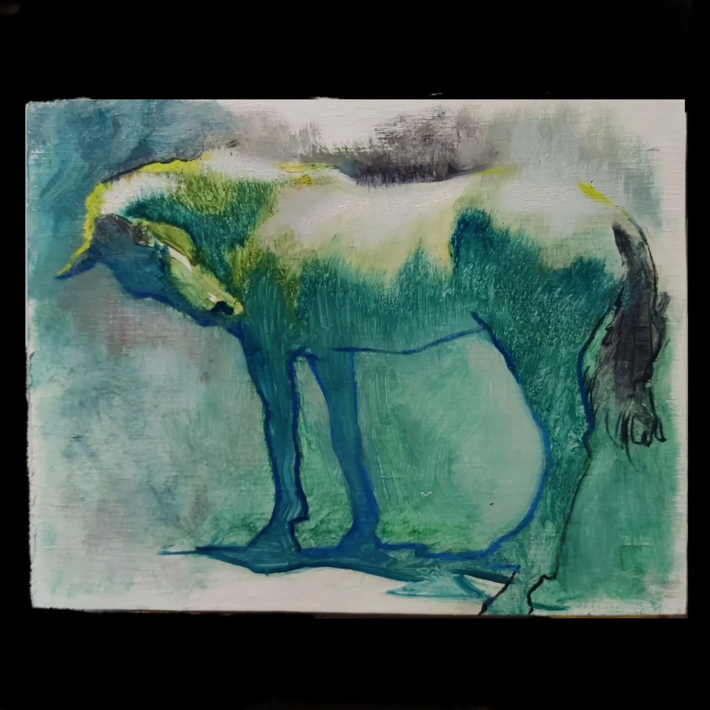 Oil and ink on panel
25 x 20 cm 
2025

#painting #oilpaint #oilpainting #horsepainting