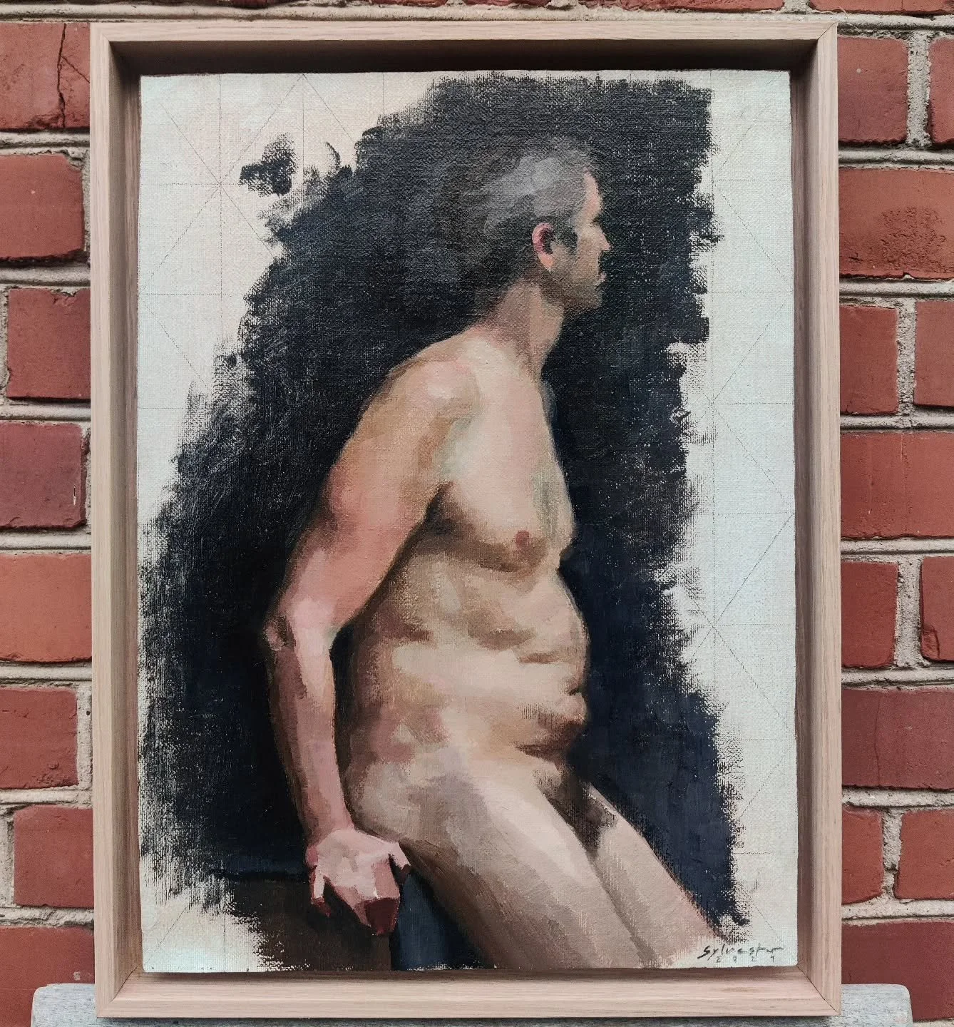 Torso from my time at @florenceacademyofartswe 

Upscaled from a smaller drawing using a grid - the graphite lines are still visible on the canvas

Oil and graphite on linen, mounted on board 
2023

sold 🔴