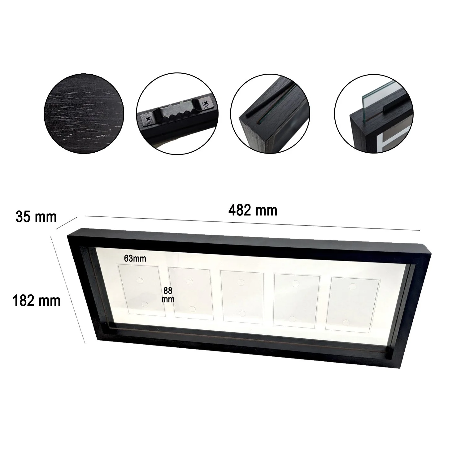 Cadre d'exposition 3D Horizontal (5 emplacements)