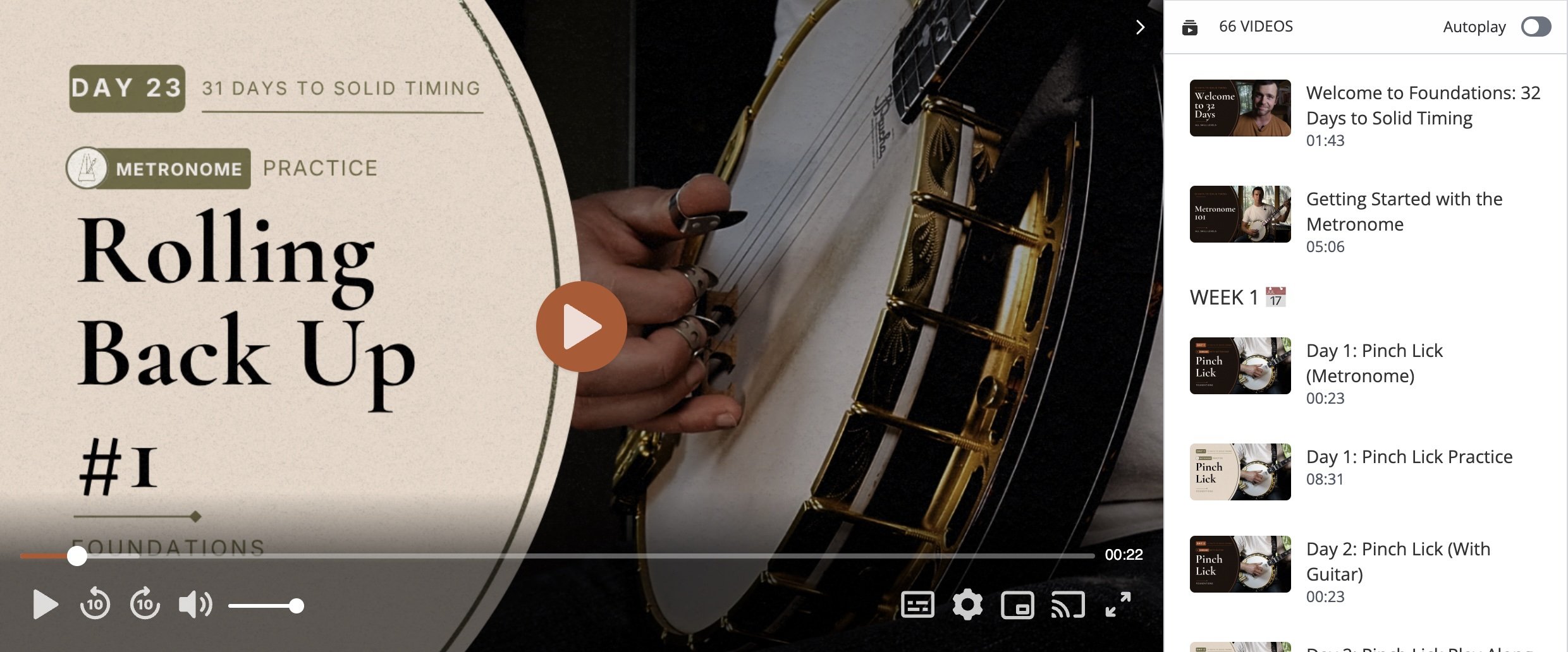 Foundations: 32 Days to Solid Timing — lesson player