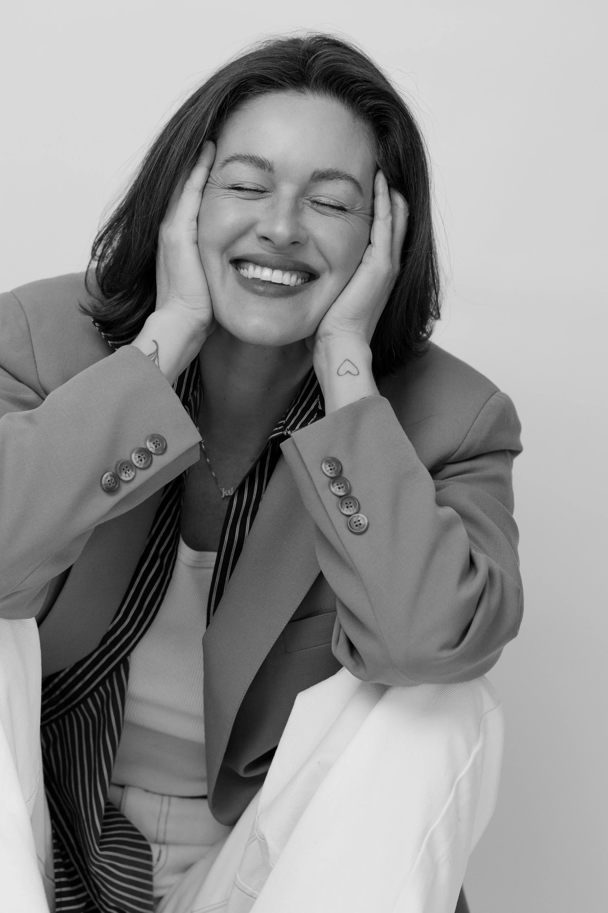 Editorial branding portrait photographed in a traverse city studio