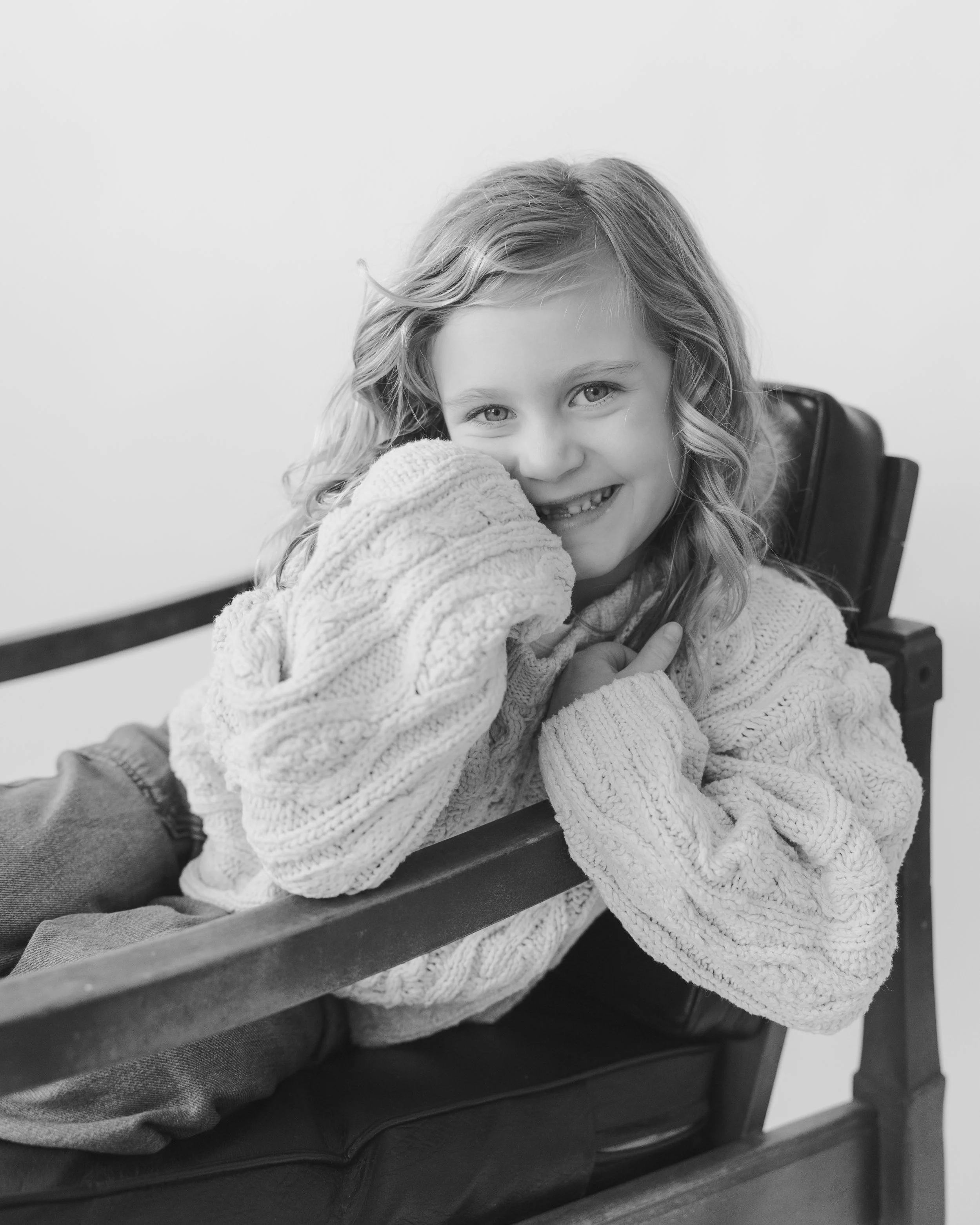 Children's fine art black and white portraits in traverse city photography studio