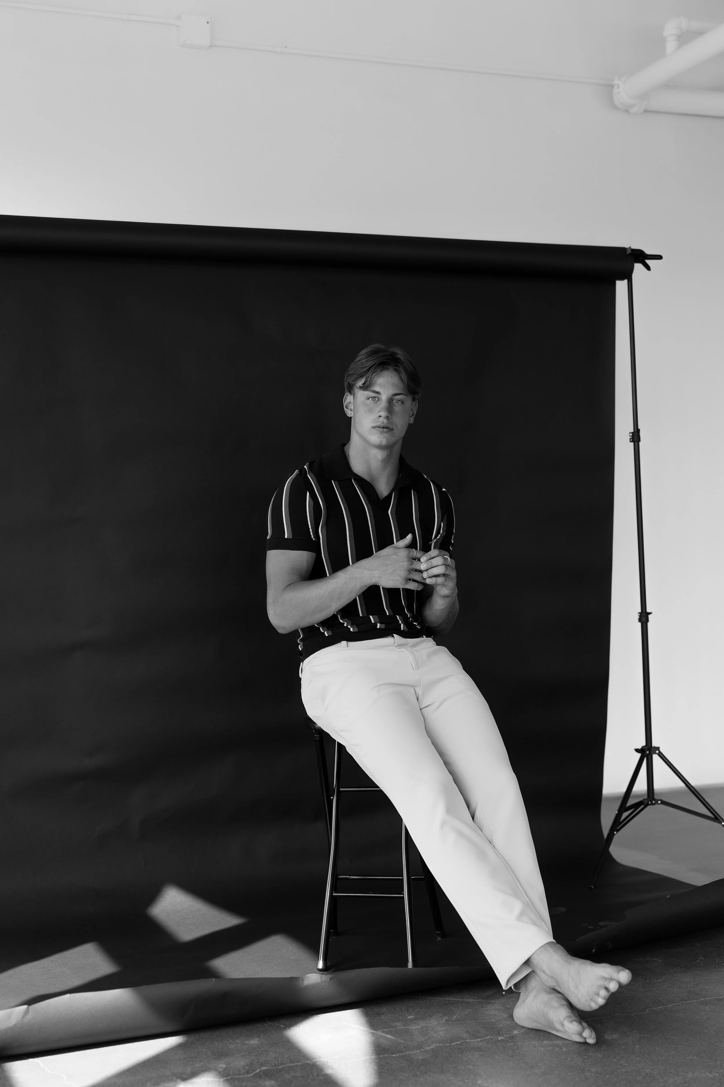 A portrait of a senior male in northern michigan photography studio