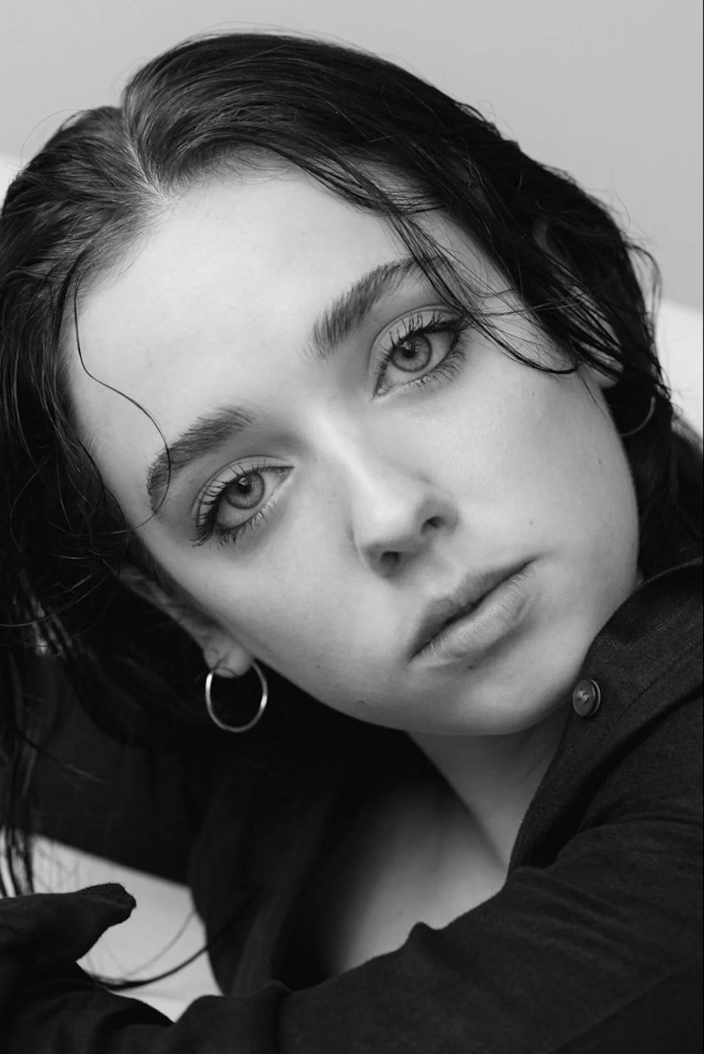 Womens studio photography portrait in black and white