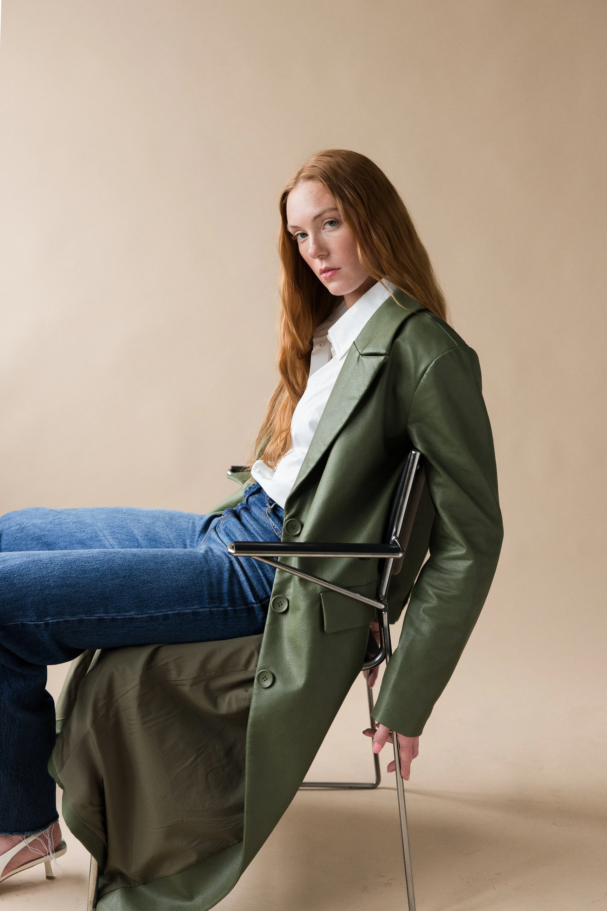 Editorial model portrait photographed in a traverse city studio