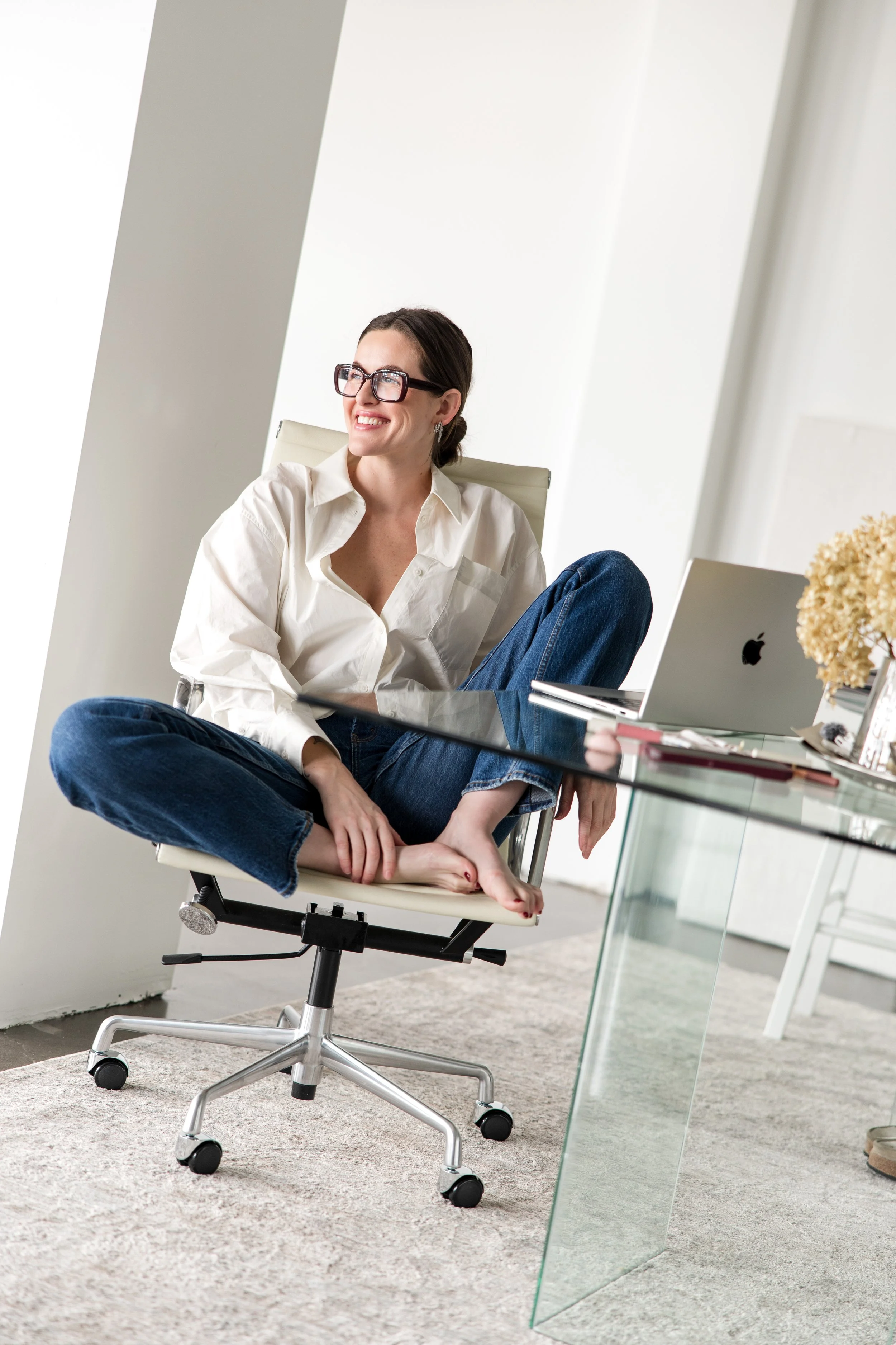 Female founder branding portraits photographed in Traverse City Michigan Photo Studio