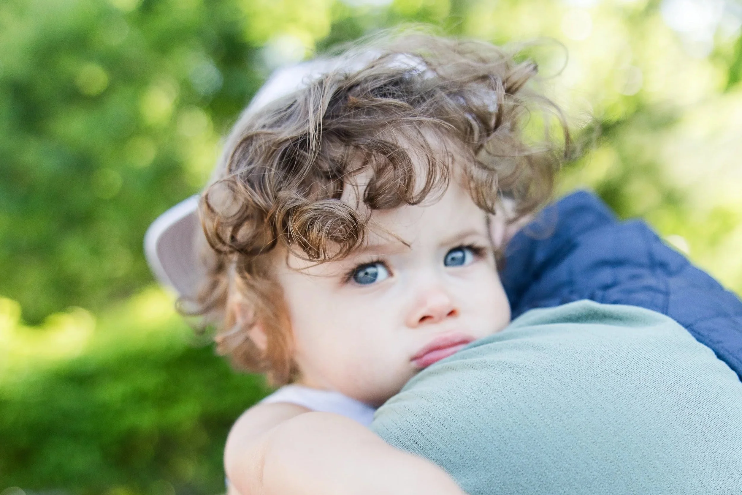 A family portrait of a boy being held by dad in northern michigan