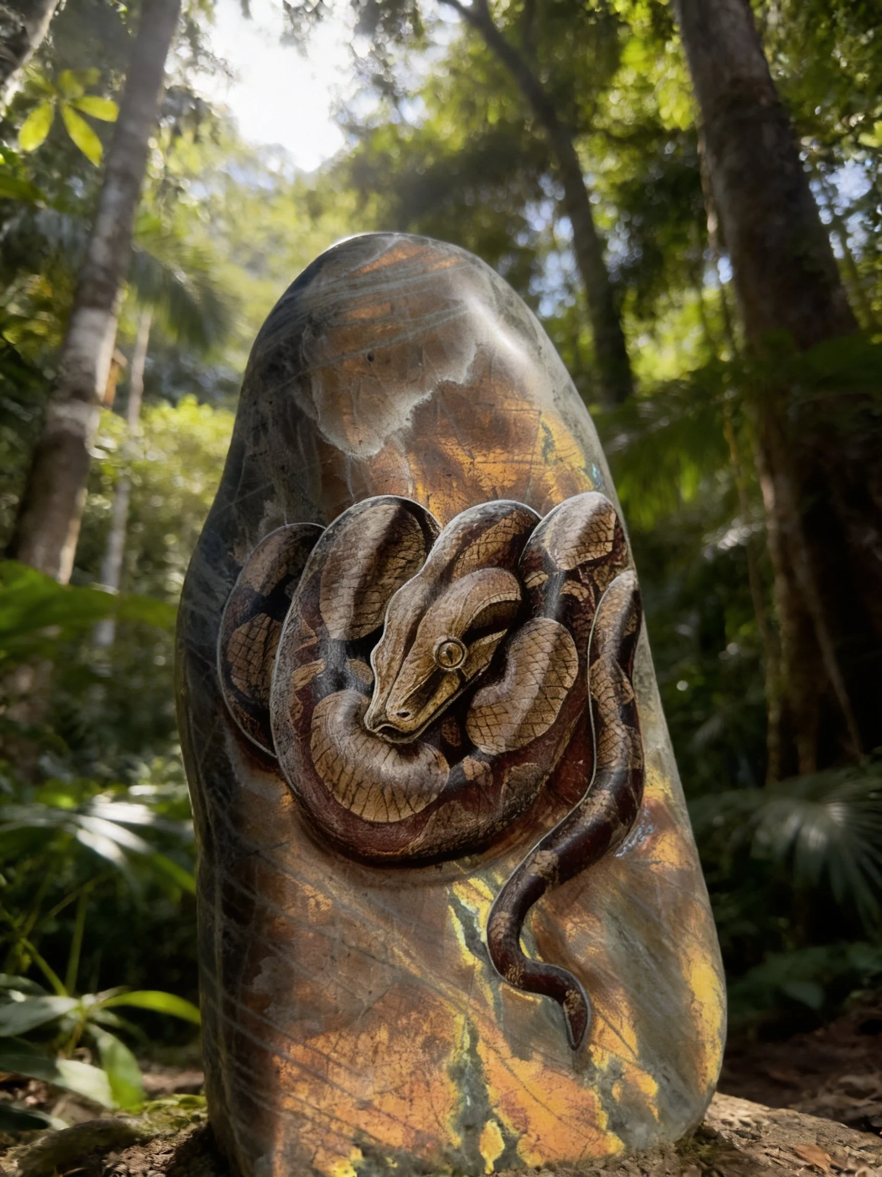 Red Tailed Boa on Pink Labradorite