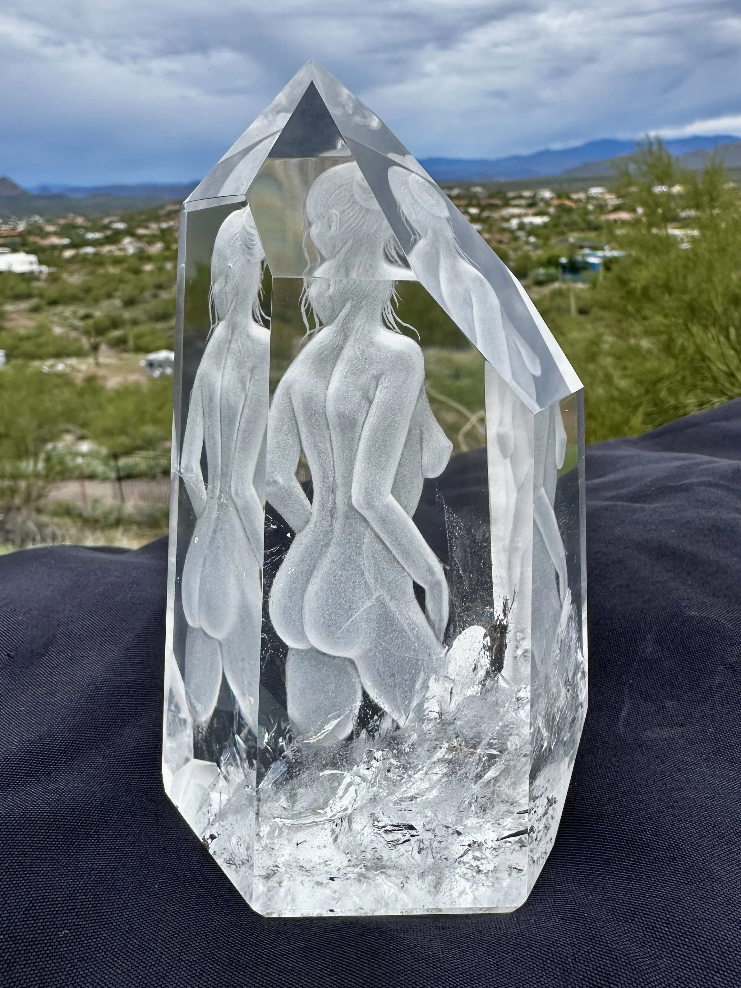 Nude in water clear quartz crystal