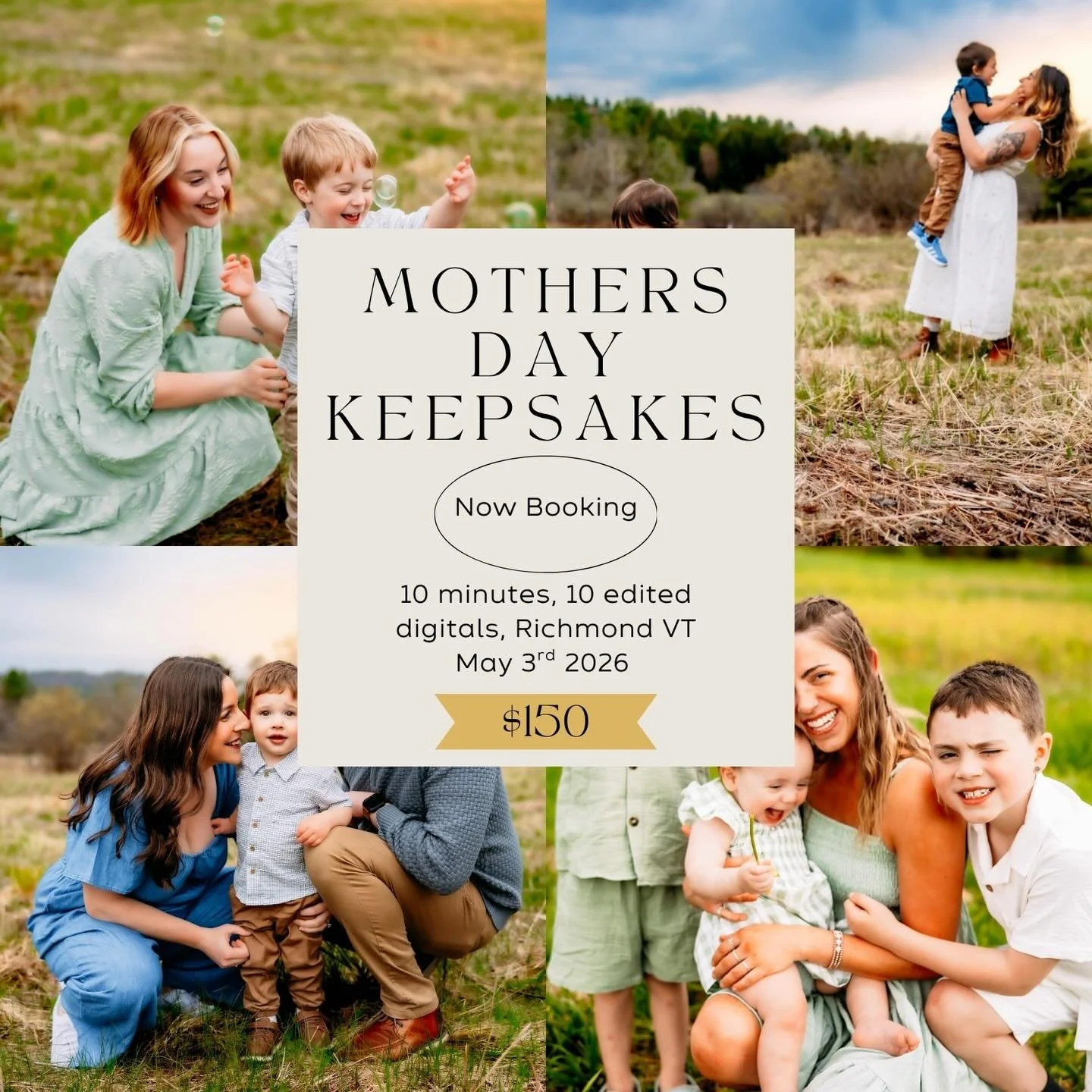 ✨🌷MOTHERS DAY KEEPSAKES🌷✨

Every mom deserves to be in front of the camera with her kids.

Come hangout with me for 10 minutes May 3rd and capture your special moments with your babie(s). 

This session is for moms and her kids only!

Know a mom wh
