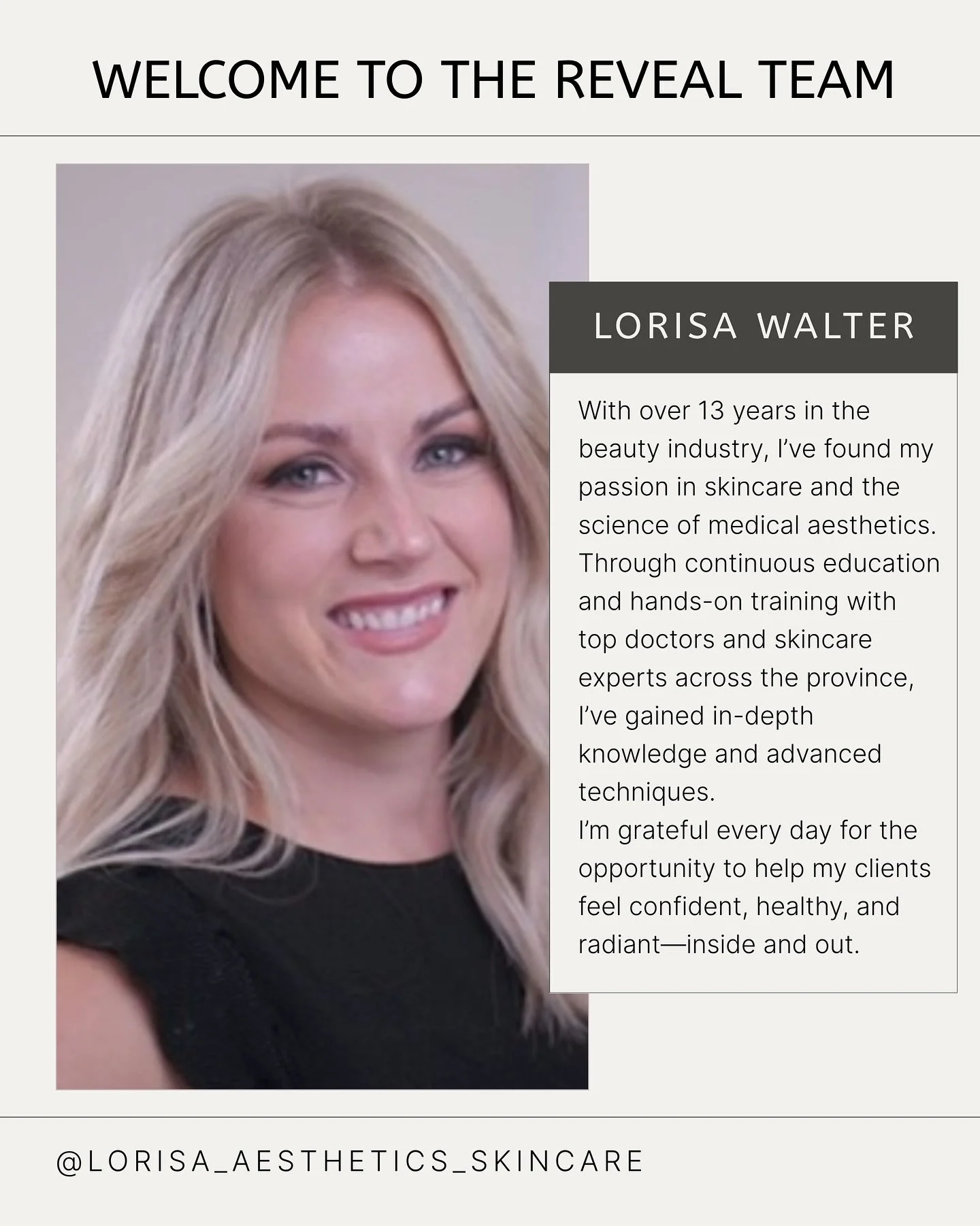 Please join us in welcoming Lorisa to the Reveal team! 
With over 13 years of experience in the industry, Lorisa brings a wealth of knowledge, passion, and skill to every service she provides. Her attention to detail and genuine care for her clients